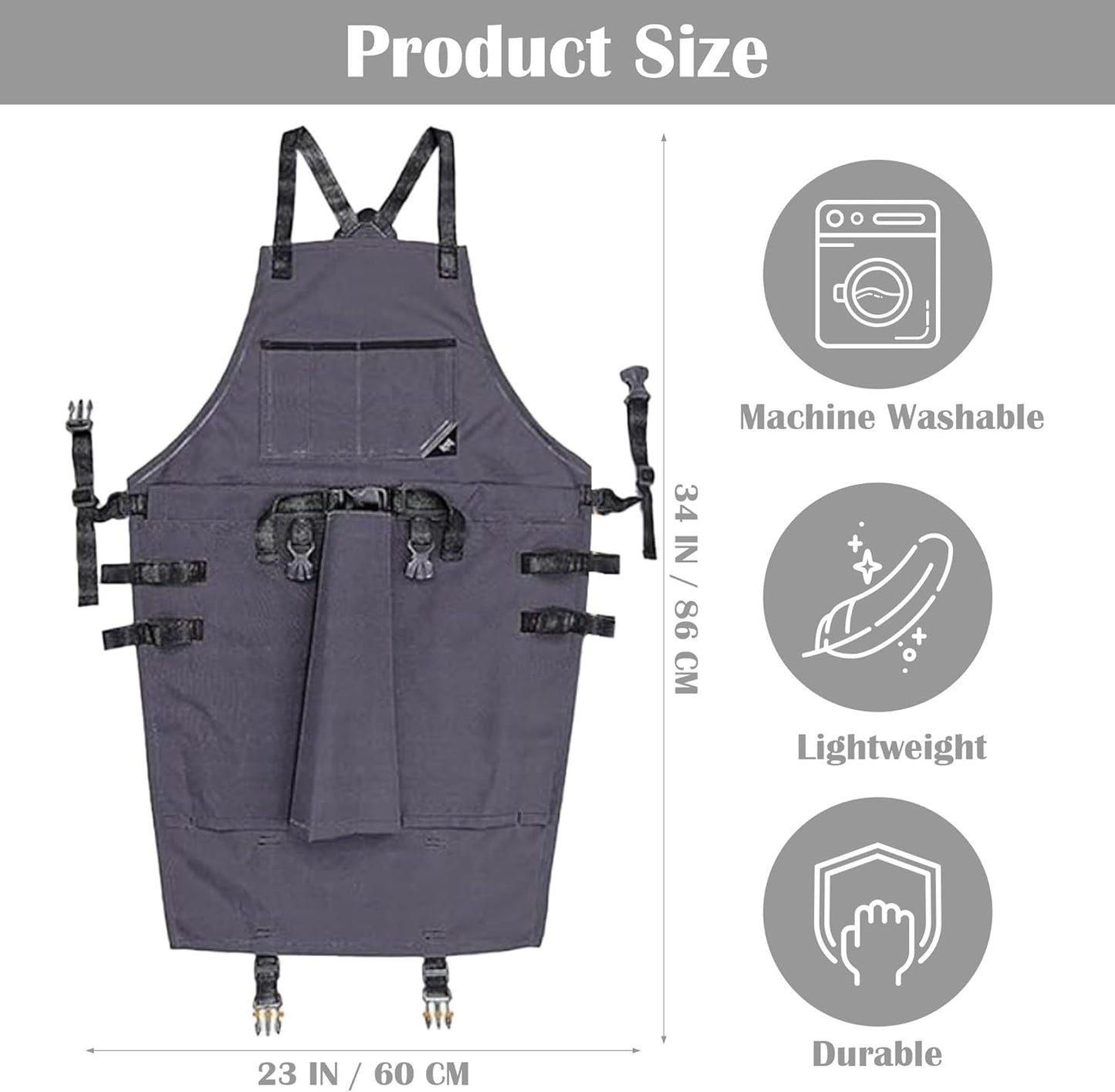 Gardening Apron for Women Men - Garden Harvest Apron with Quick Release Pocket and Adjustment Cross Strap, Washable Harvesting Picking Pouch for Gardener Fruit Vegetable Outdoor Orchard Farm