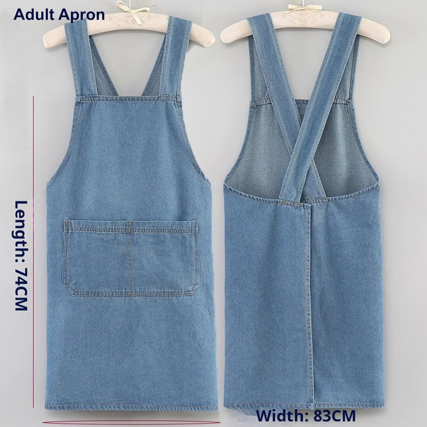 Adult Jour Apron, Lightweight Cotton Apron with Front Pocket, Denim Cr