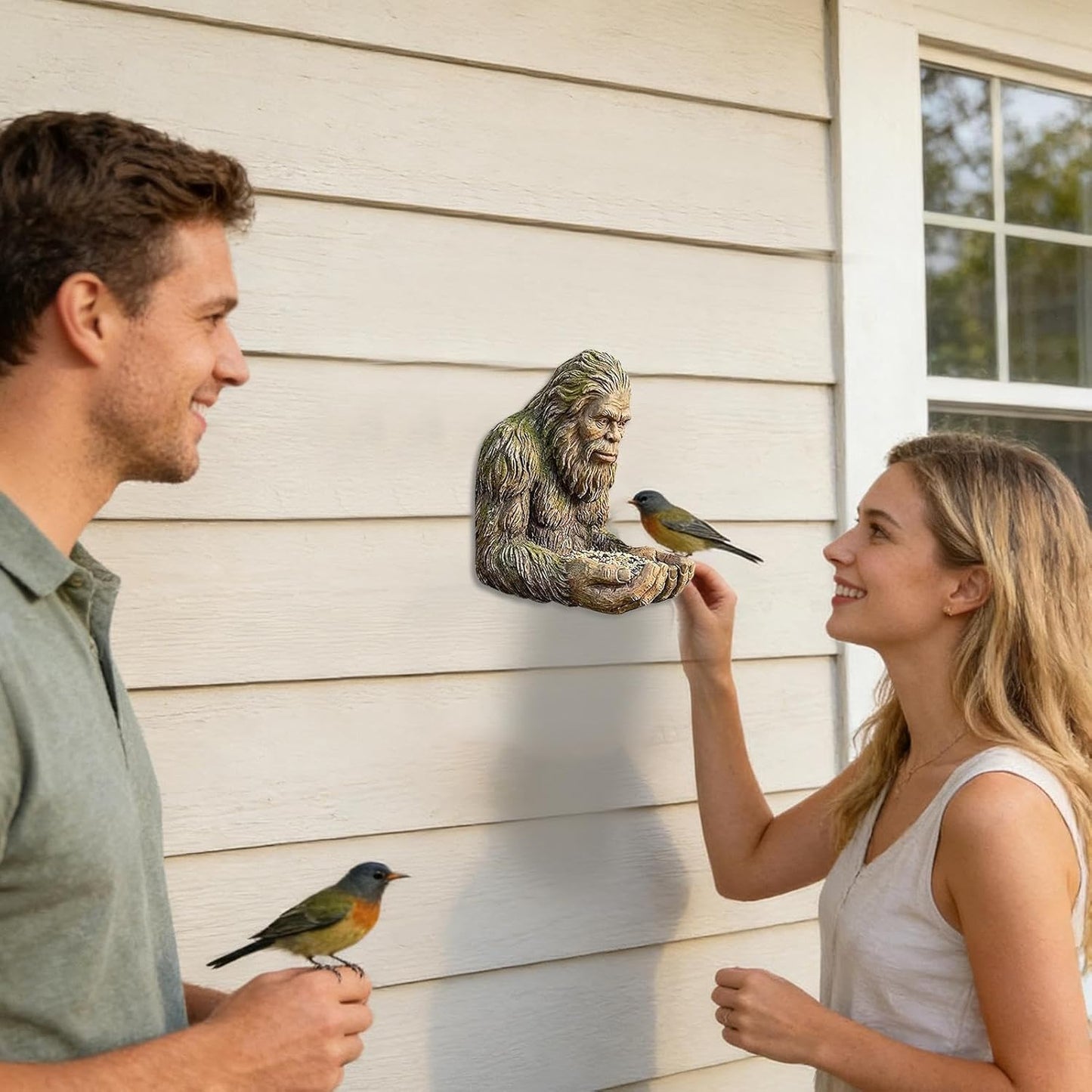 Bird Feeder, Garden Sculpture Birdfeeder, Yard Art Decoration, Wild Bird Feeding Station for Outdoor Garden, Backyard, Patio, Yard, Decorative Feeder with Artistic Design for Attracting Birds