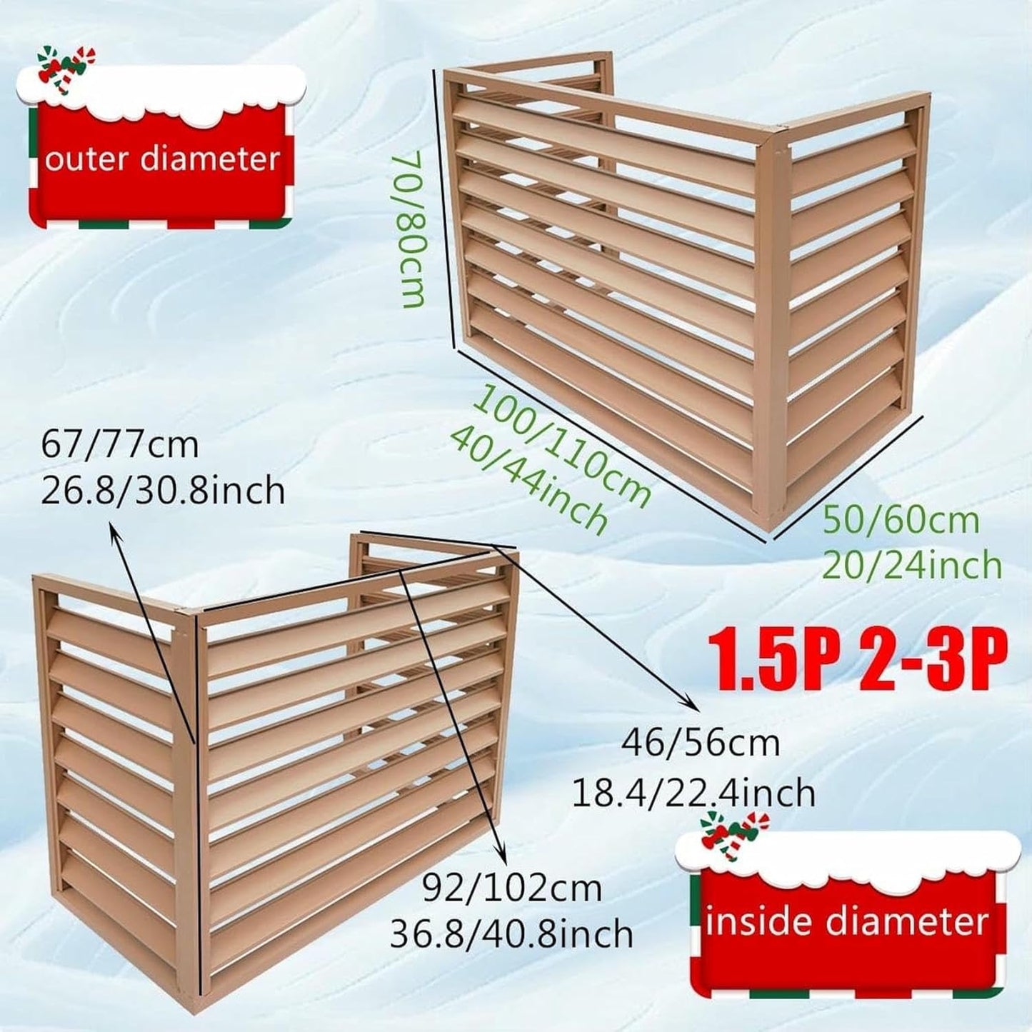 Aluminum Air Conditioner Cover Heat Pump Cover Flower Stand Privacy Screen Outdoor AC Unit Shelf Champagne,Brown Air Conditioner Radiator Cover Balcony Louvered Storage Rack(Color:Champagne,Size:100