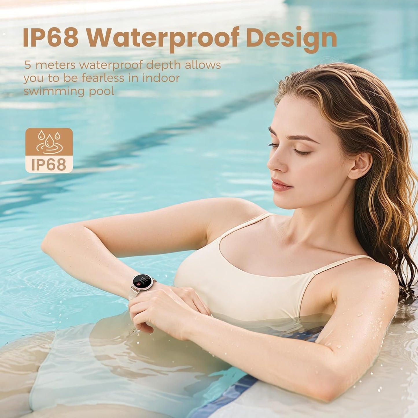 KEEPONFIT Smart Watches for Women Android/iPhone, IP68 Waterproof Fitn