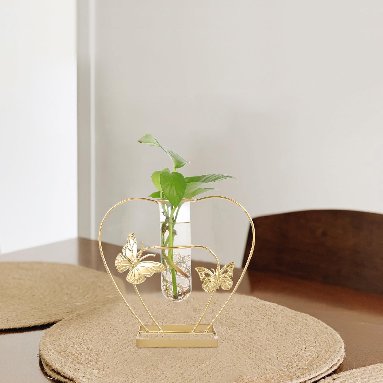 Hydroponic Planter Glass Vase Butterfly-Shaped Hollow Flower Pot Decor