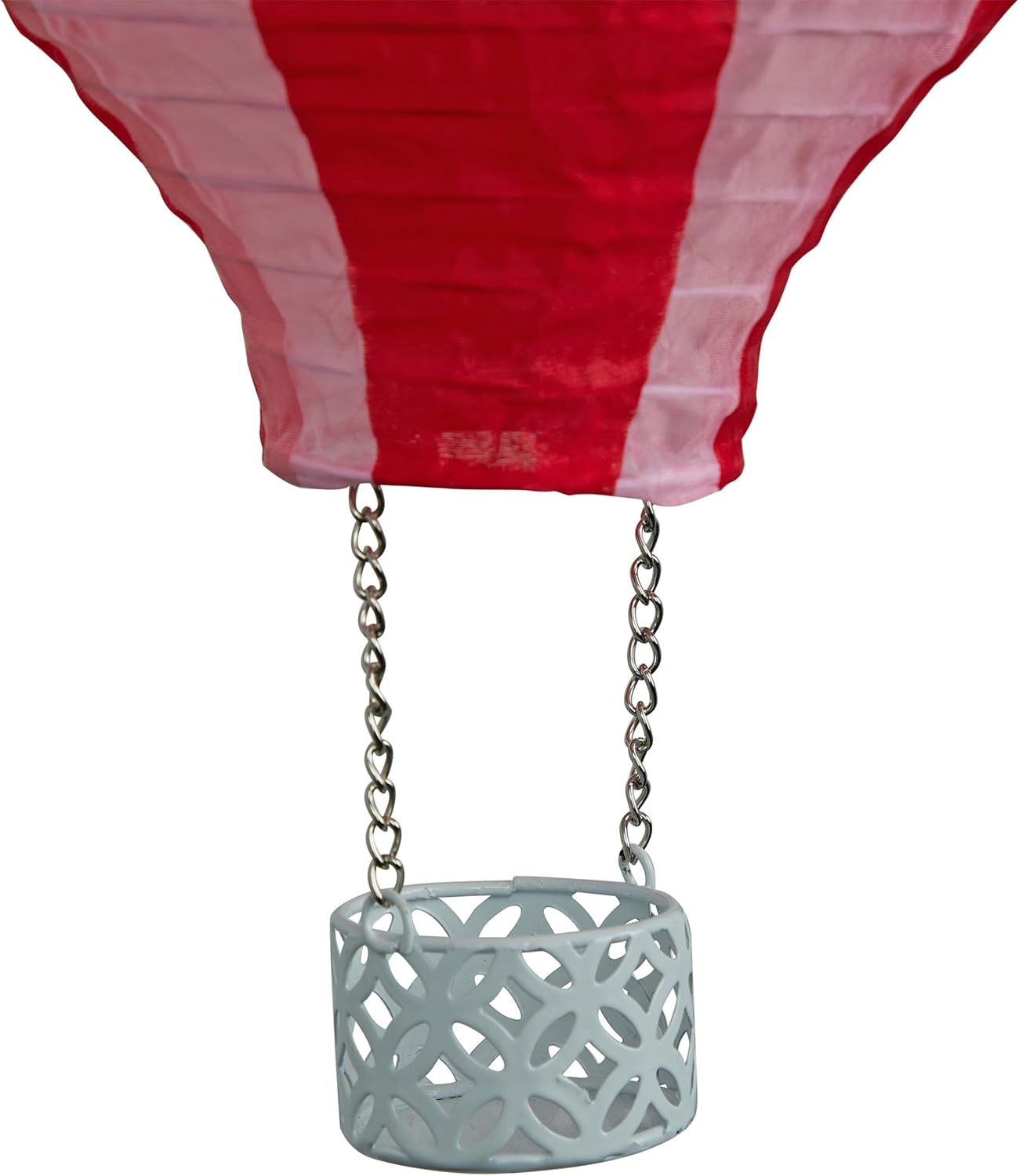Alpine Corporation QLP1566SLR-RDPK Solar-Powered Cloth Hot Air Balloon with Flame LED Lights, LED Solar Décor, 13" H, Red