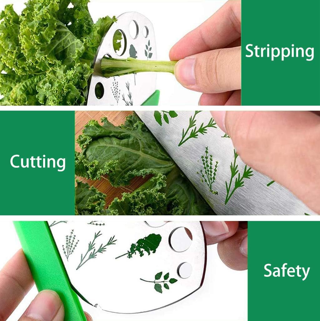 Herb Stripper 9 Holes, Pack of 2, Stainless Steel Herb Cutter with Saf
