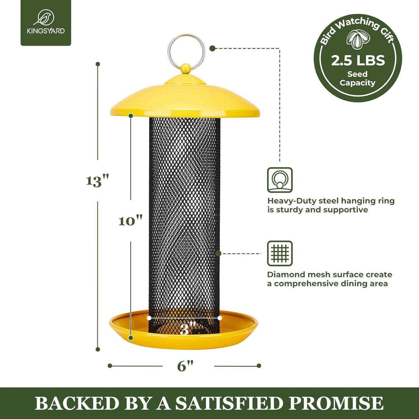 Kingsyard Finch Feeders for Outdoors Hanging, Metal Mesh Tube Bird Fee