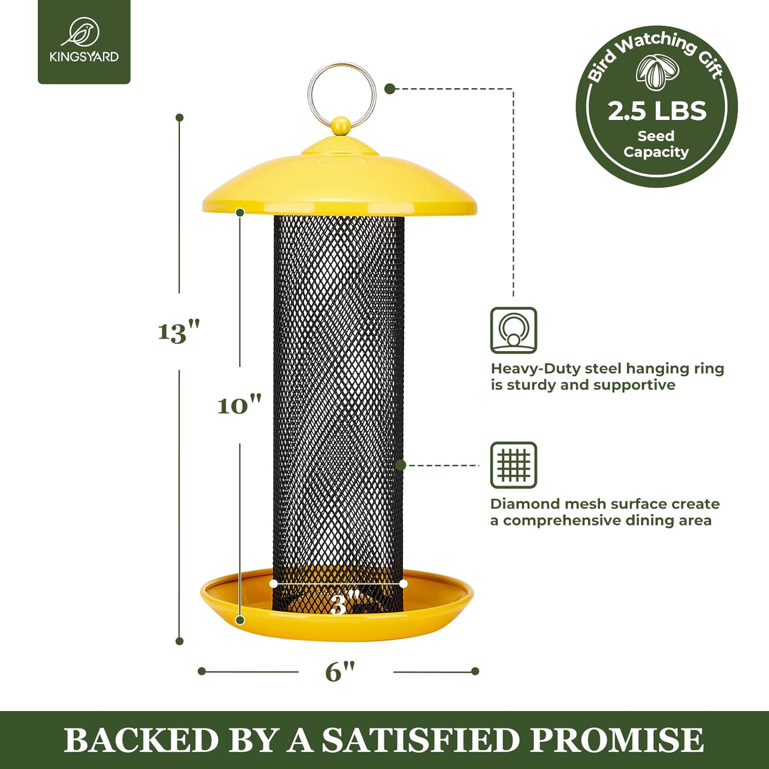 Kingsyard Finch Feeders for Outdoors Hanging, Metal Mesh Tube Bird Fee