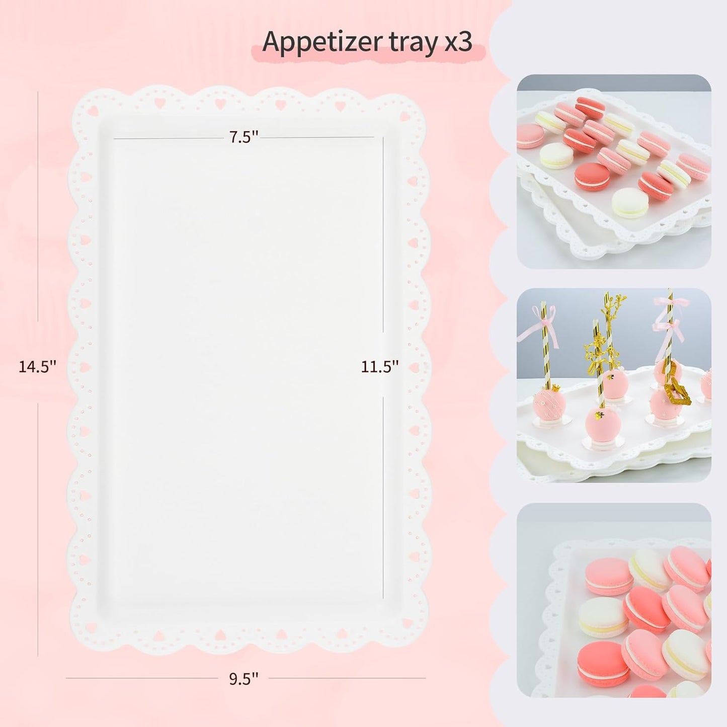Pack of 10 NWK Cake Stand Set, with 3 x Two-Tier and 3 x Three-Tier Cupcake Stands, 4 x Appetizer Trays, 1 x Tablecloth for Birthday Bridal Baby Shower Party (White)