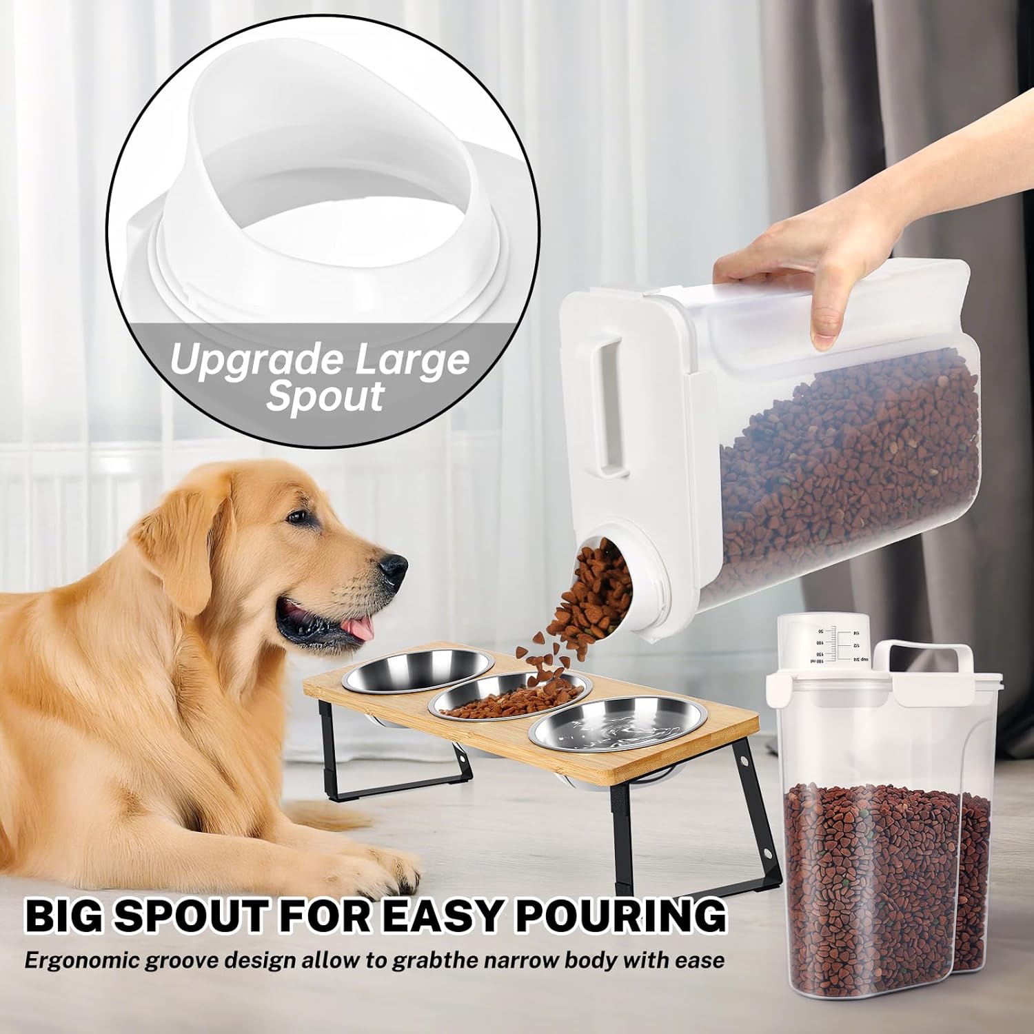Dog Cat Food Storage Container 5+10 Lbs, Pet Food Container Airtight w