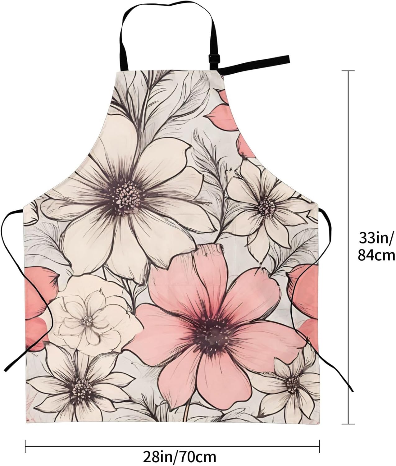 YANYU flower Print 28x33 In Kitchen Apron Stylish Chef Apron with Pock