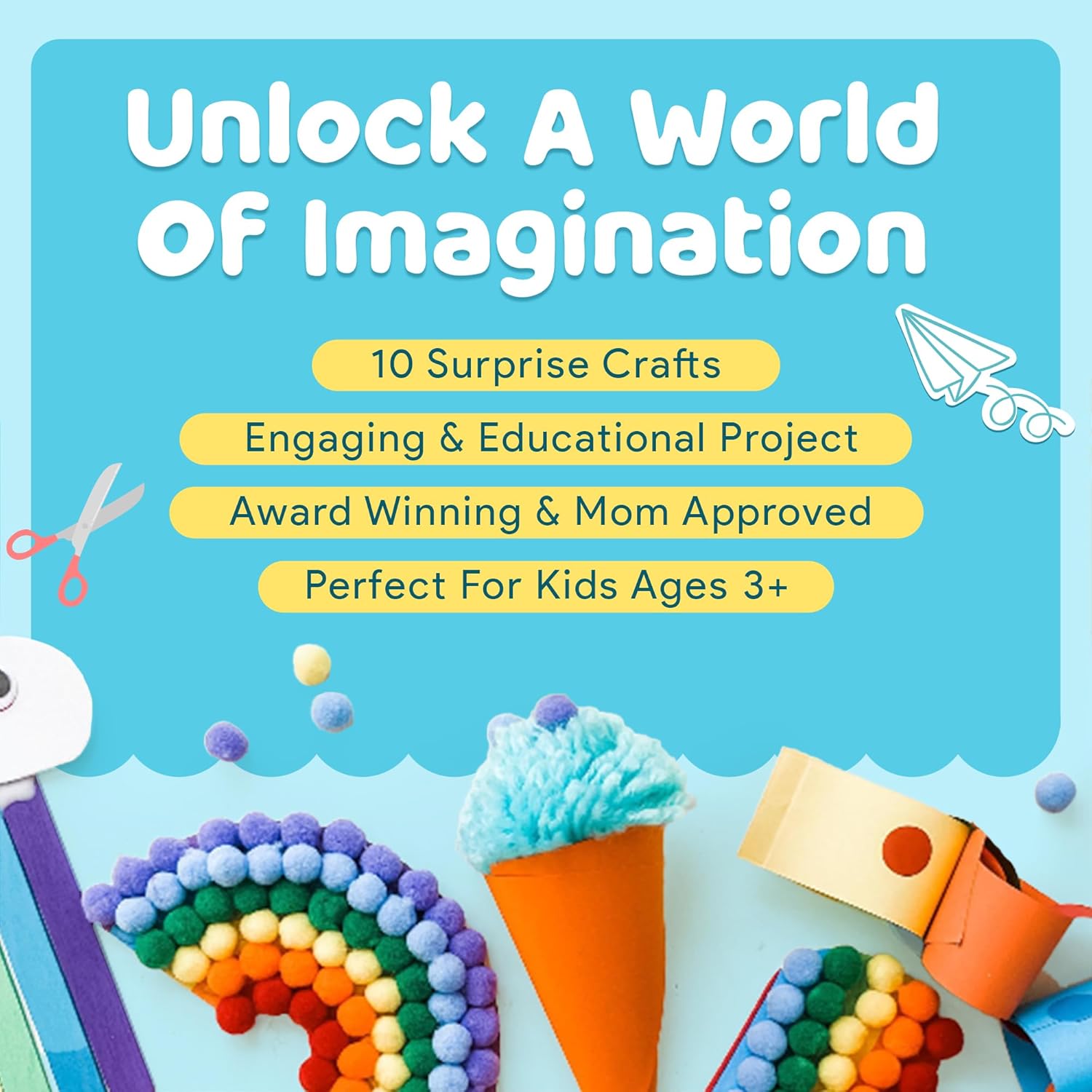 Craft Box for Kids - 10 Creative Arts and Crafts for Kids Ages 4-8, Fu