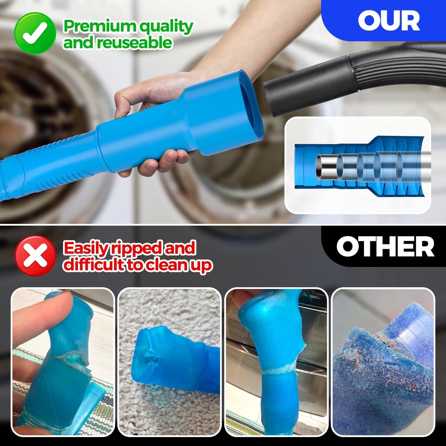 Holikme Dryer Vent Cleaner Kit Dryer Lint Vacuum Attachment Brush, Lin