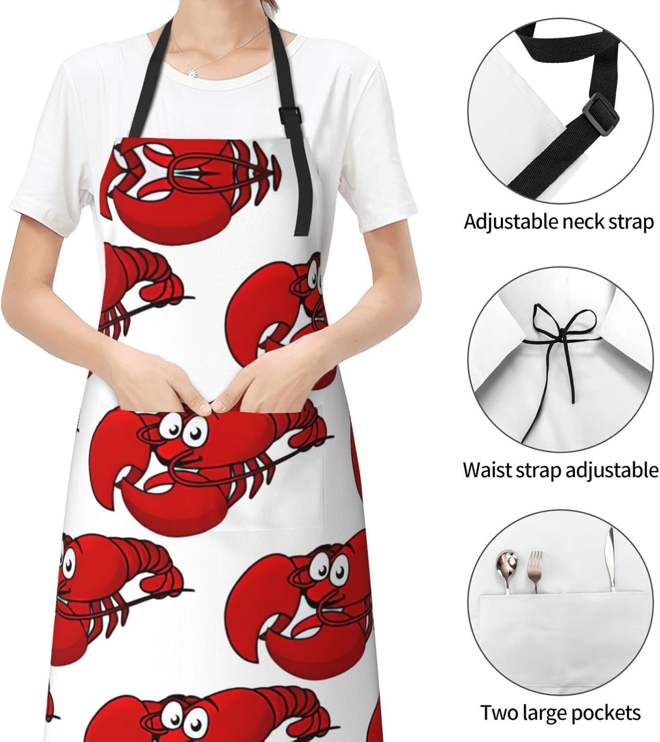 Red Lobster Print Print Laundry apron 28x33 In Waterproof Kitchen Apro