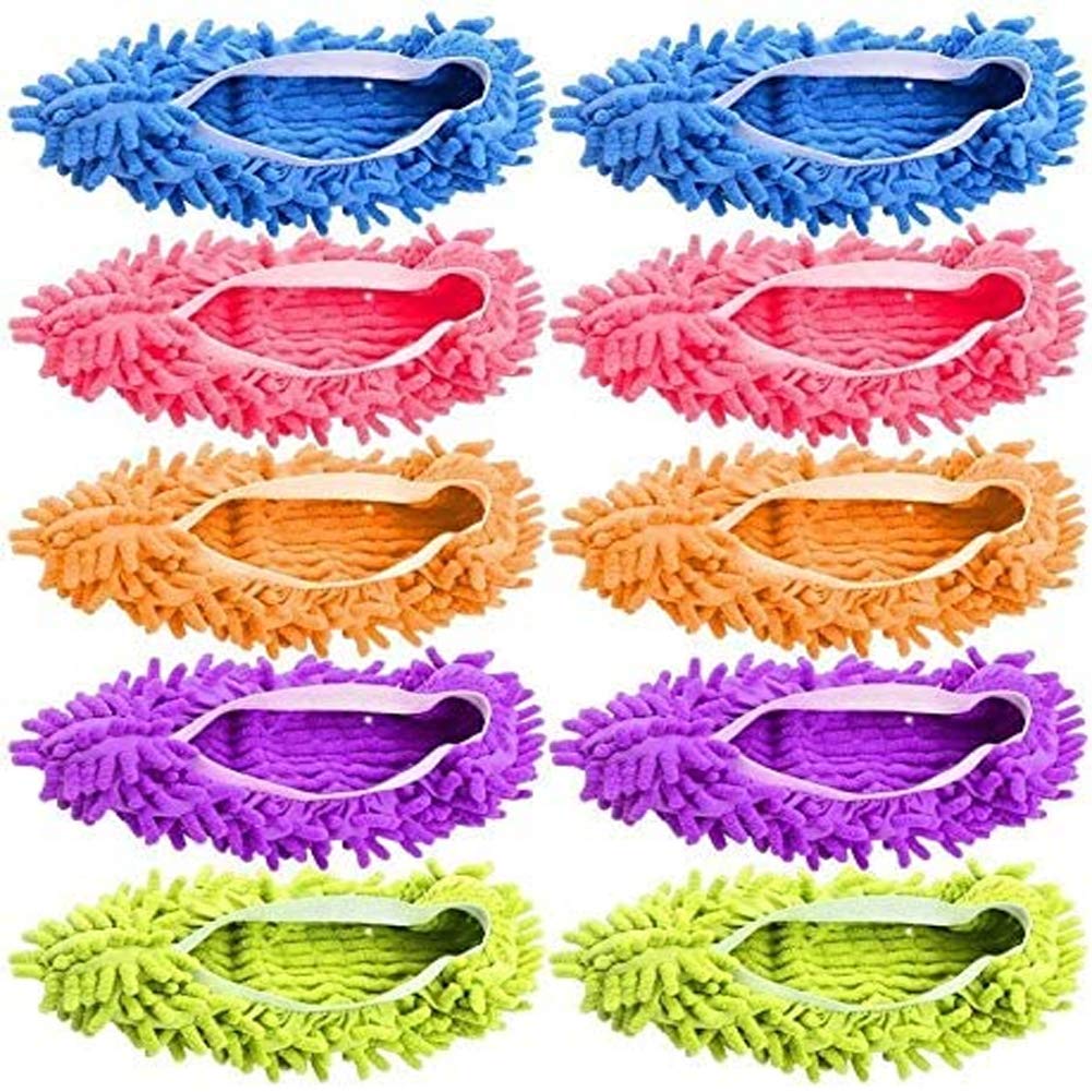 Mop Slippers Shoes 5 Pairs (10 Pieces) - Microfiber Cleaning House Mop