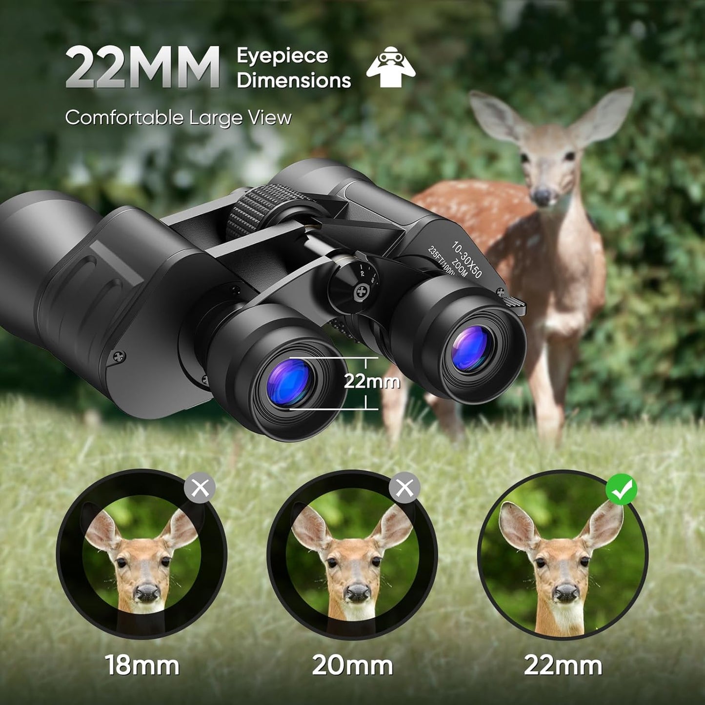 10-30x50 High Power Military Zoom Binoculars for Adults, Low Light Nig
