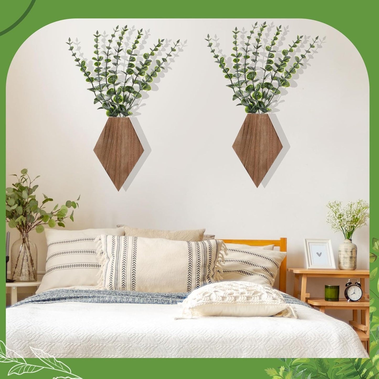 2PCS Wood Wall Planter, Farmhouse Wall Decor Wood Planters for Dried F