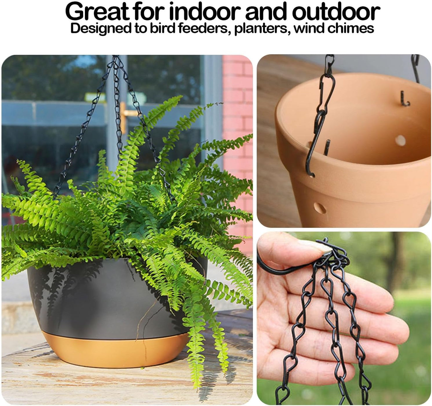 BlingKingdom 2pcs 9.5 Inch Black Hanging Chains for Bird Feeders, Plan