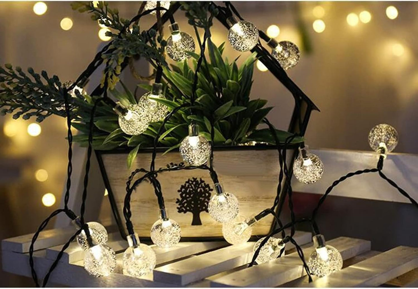 72Ft LED Crystal Ball Waterproof String Lights Solar Powered Fairy Lighting for Garden Home Patio Landscape Holiday Decorations,Solar String Lights Outdoor, Warm White Globe Solar Fairy Lights Outdoor
