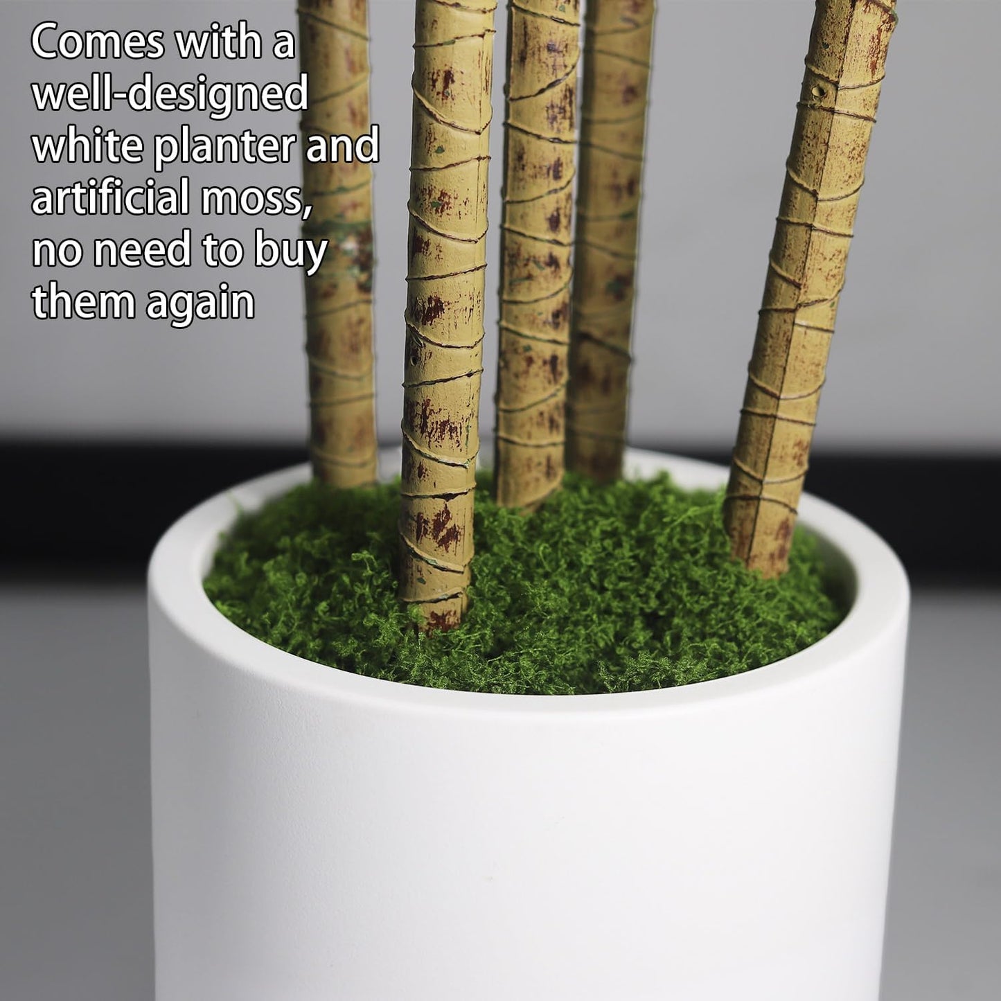 Artificial Dracaena Tree 5FT - Fake Plants Tree with White Planter - Faux Yucca Tree Tall with Lifelike Trunk and Leaves in Pot - Dracaena Artificial Plant for Home Office Living Room Decor
