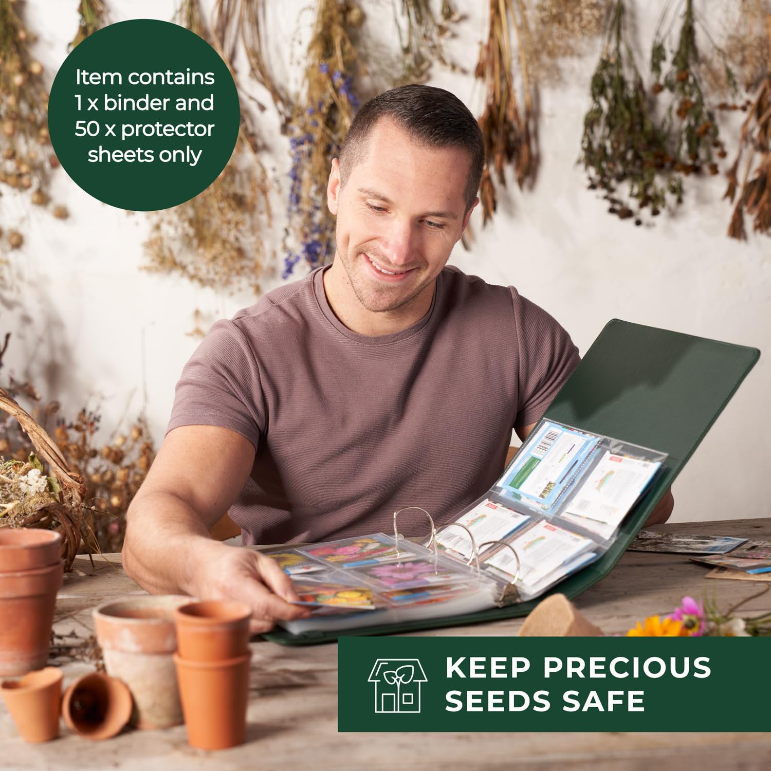 Seed Storage Organizer Binder - Seed Packet Organizer with 50 Pack She