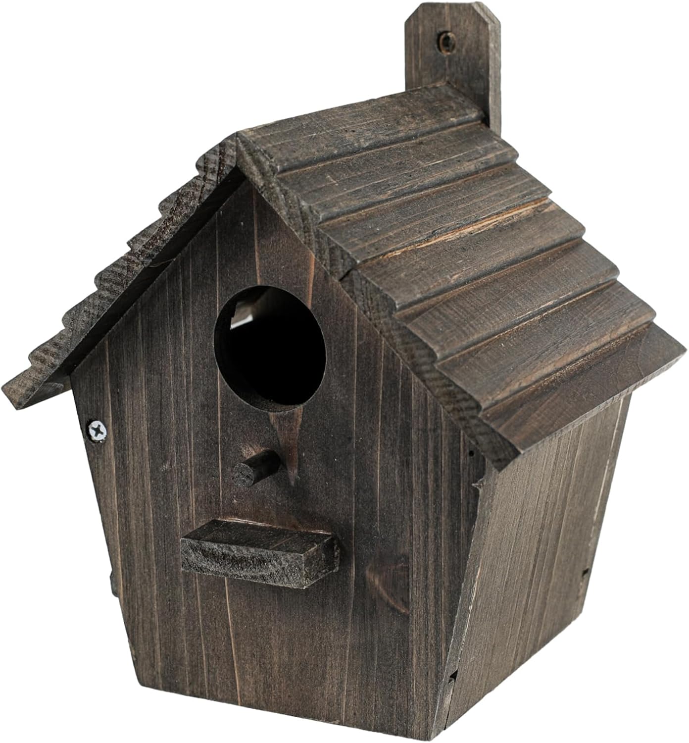 Outdoor Wooden Bird House - Weather-Resistant Hanging Garden Birdhouse Attracts Finches, Bluebirds, and Cardinals - Black Easy-Clean Birdhouse