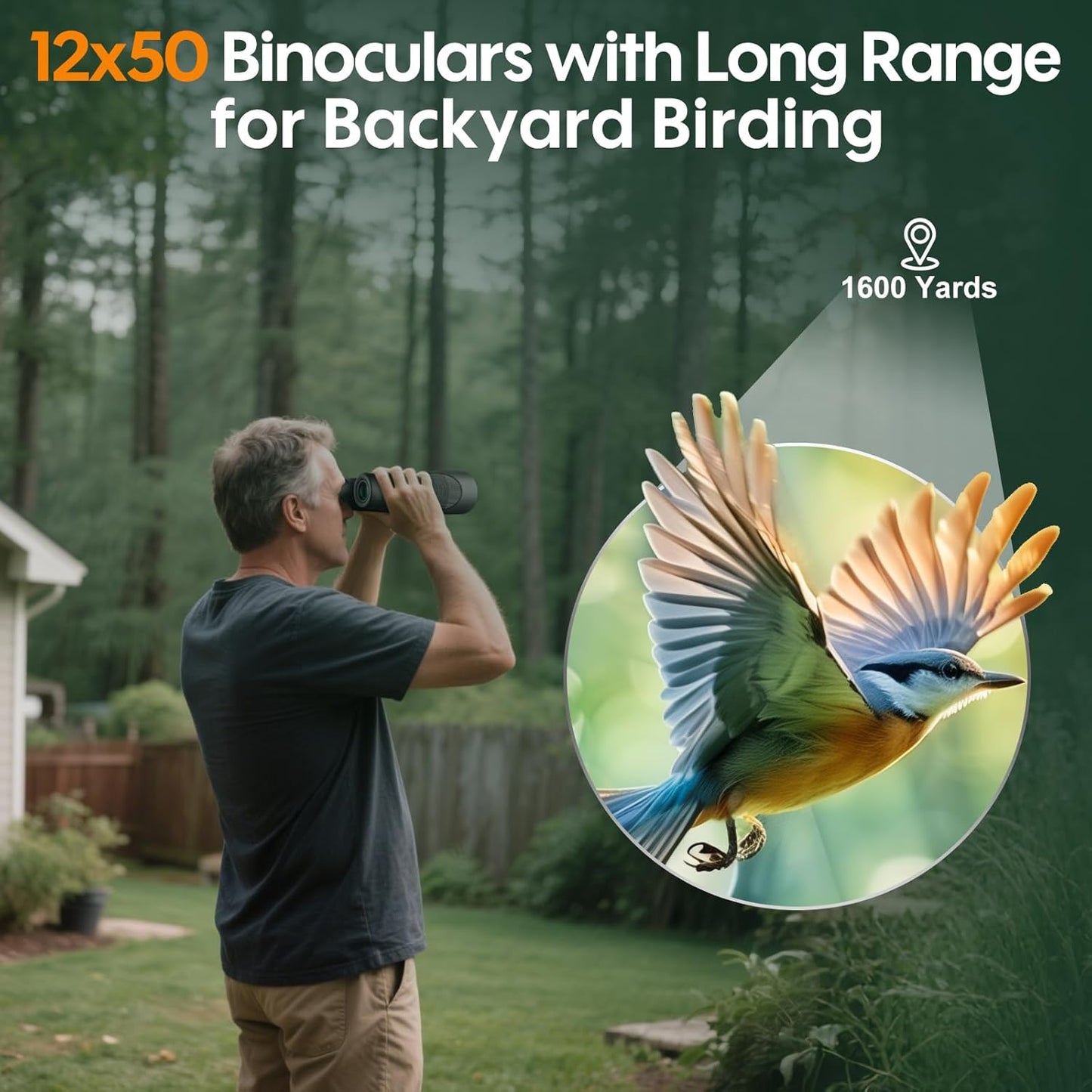 Occer 12x50 Bird Watching Binoculars for Adults - High Powered Binoculars with Clear Image - Easy Focus HD Binocular for Cruise Ship Hunting Travel Concert Stargazing Birthday Gift for Men