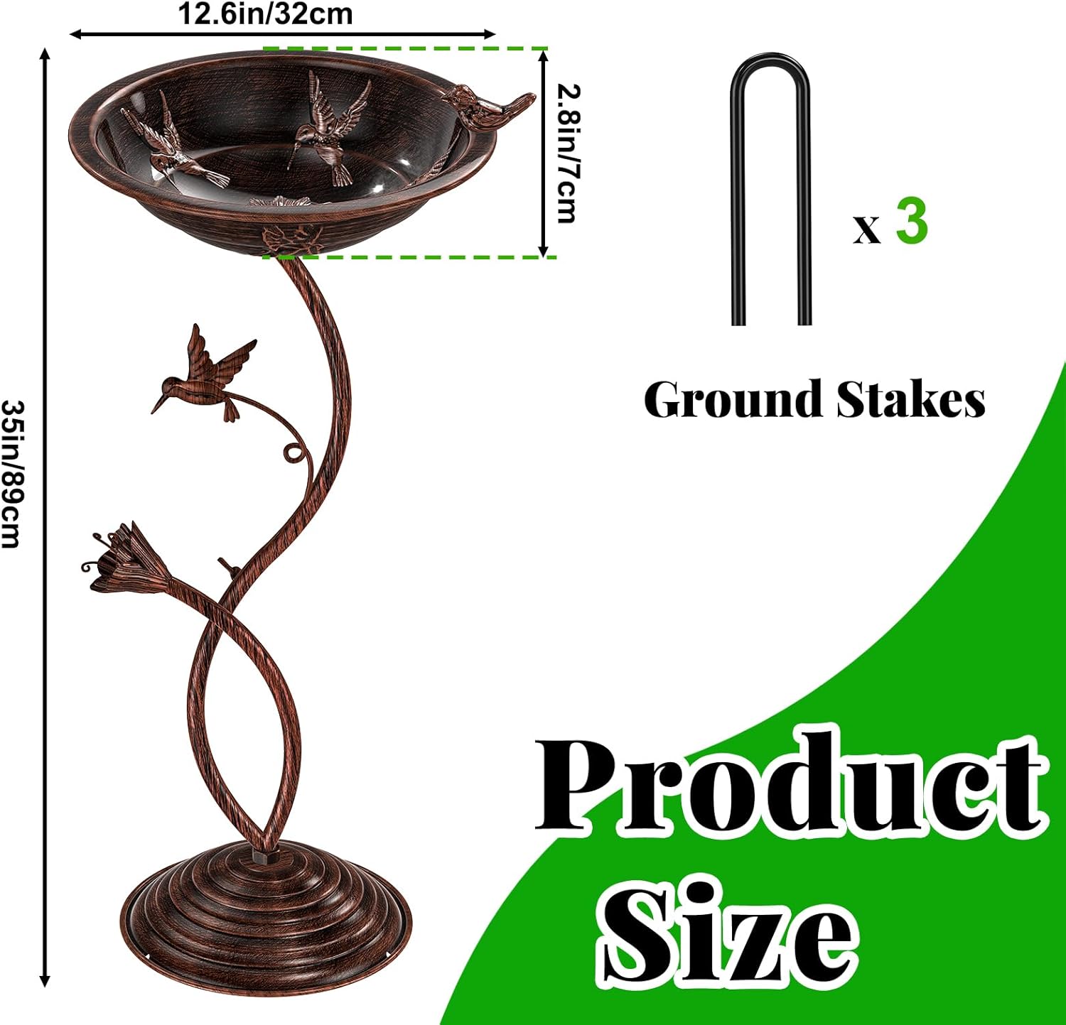 Bird Bath Garden for Outside, Vintage Metal Birdbaths Bowl with Roman 