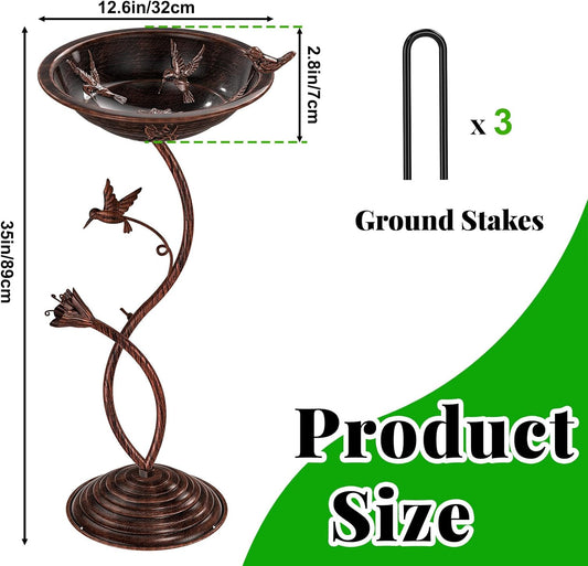 Bird Bath Garden for Outside, Vintage Metal Birdbaths Bowl with Roman 