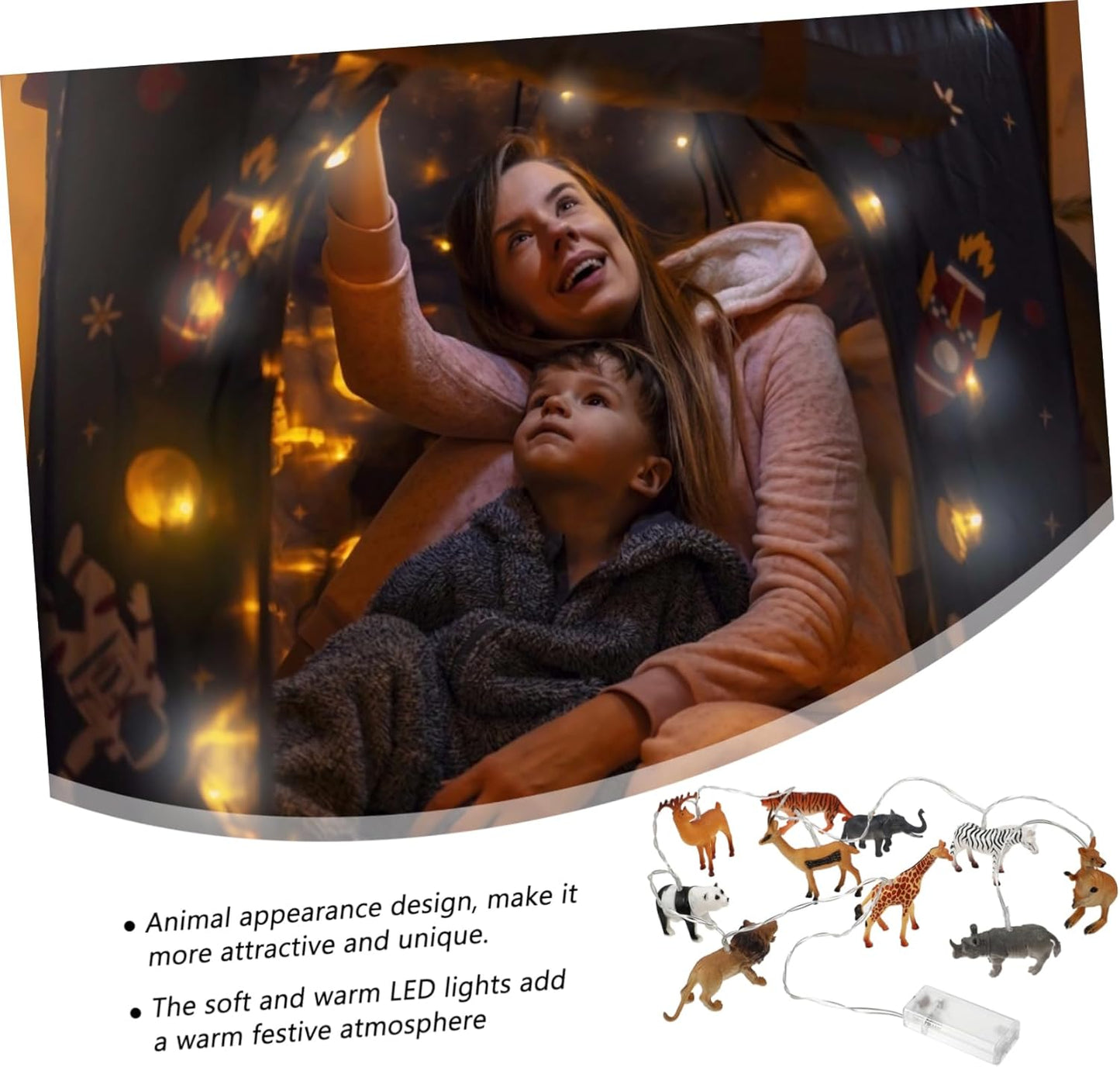 Led Animal String Lights 59In Indoor Fairy Light Decor for Kids Room Garden Party Ambience No Battery Needed