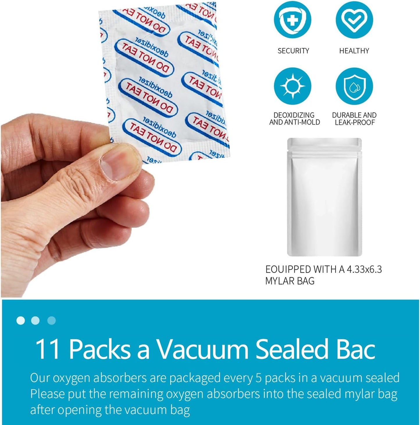 110 Packs 100CC Food Grade Oxygen Absorbers (10 Packs in Individual Vacuum Bag, 11x Packs of 10) Oxygen Absorbers for Food Storage, Oxygen Packet for Long Term Food Freshness (100CC(110-Pack))