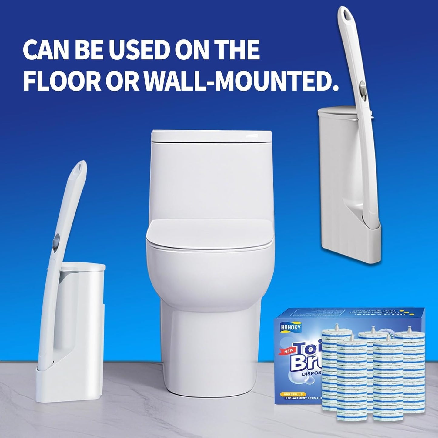 Disposable Toilet Brush Cleaning System with 50pcs Refills Pads Replac