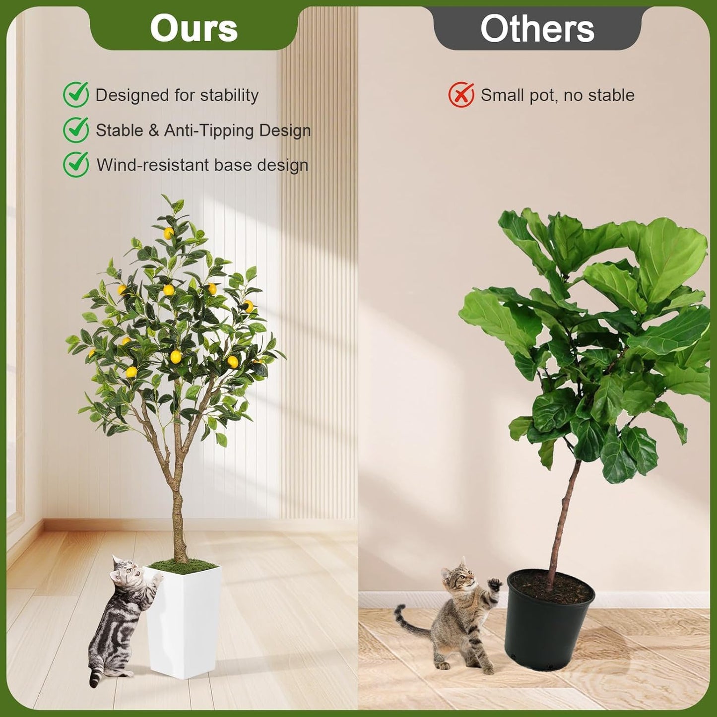 6FT Artificial Lemon Tree with Pot, Fake Lemon Tree with White Tall Planter, Faux Lemon Plant with Realistic Fruits and Silk Leaves, Artificial Plants Indoor for Home Office Kitchen Decor