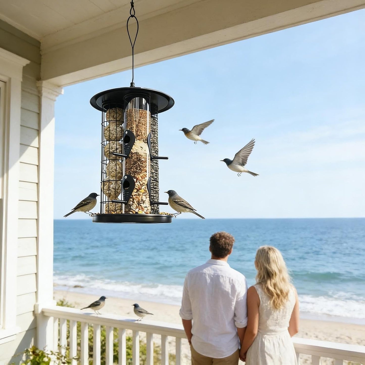 Wild Bird Feeders | Triple-Tube Squirrel Proof Large Capacity,Bird Feeder Squirrel Proof Station - for Wild Finch Chickadee Hummingbird Food Nut Garden Yard Patio Porch