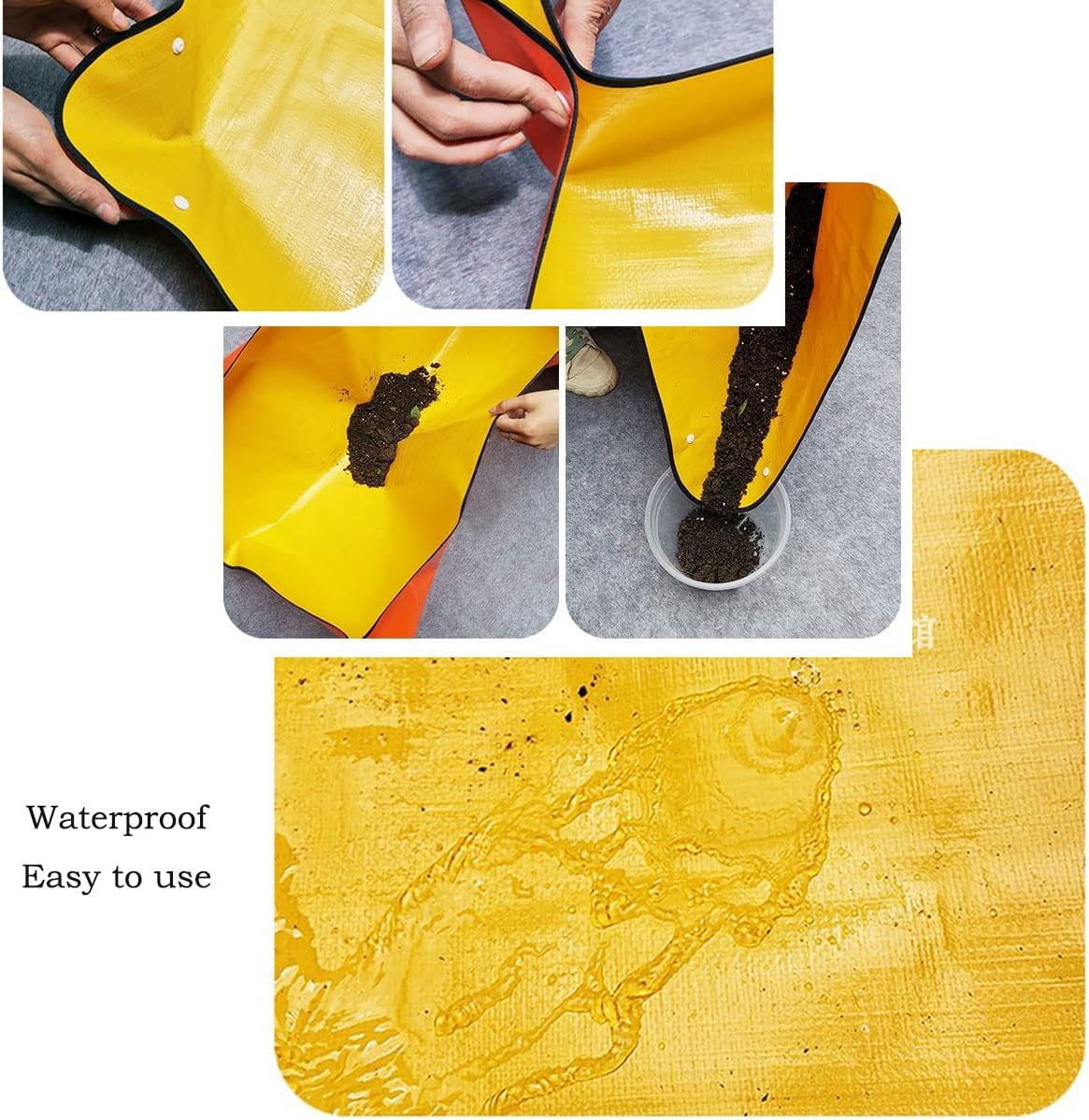 Repotting Mat Waterproof Indoor Potting Tarp Planting Mat Apartment Gardening Mat for Succulent Flowers Plants Indoor Transplantation 2.2 ft. x 2.2 ft. (Yellow/Orange)