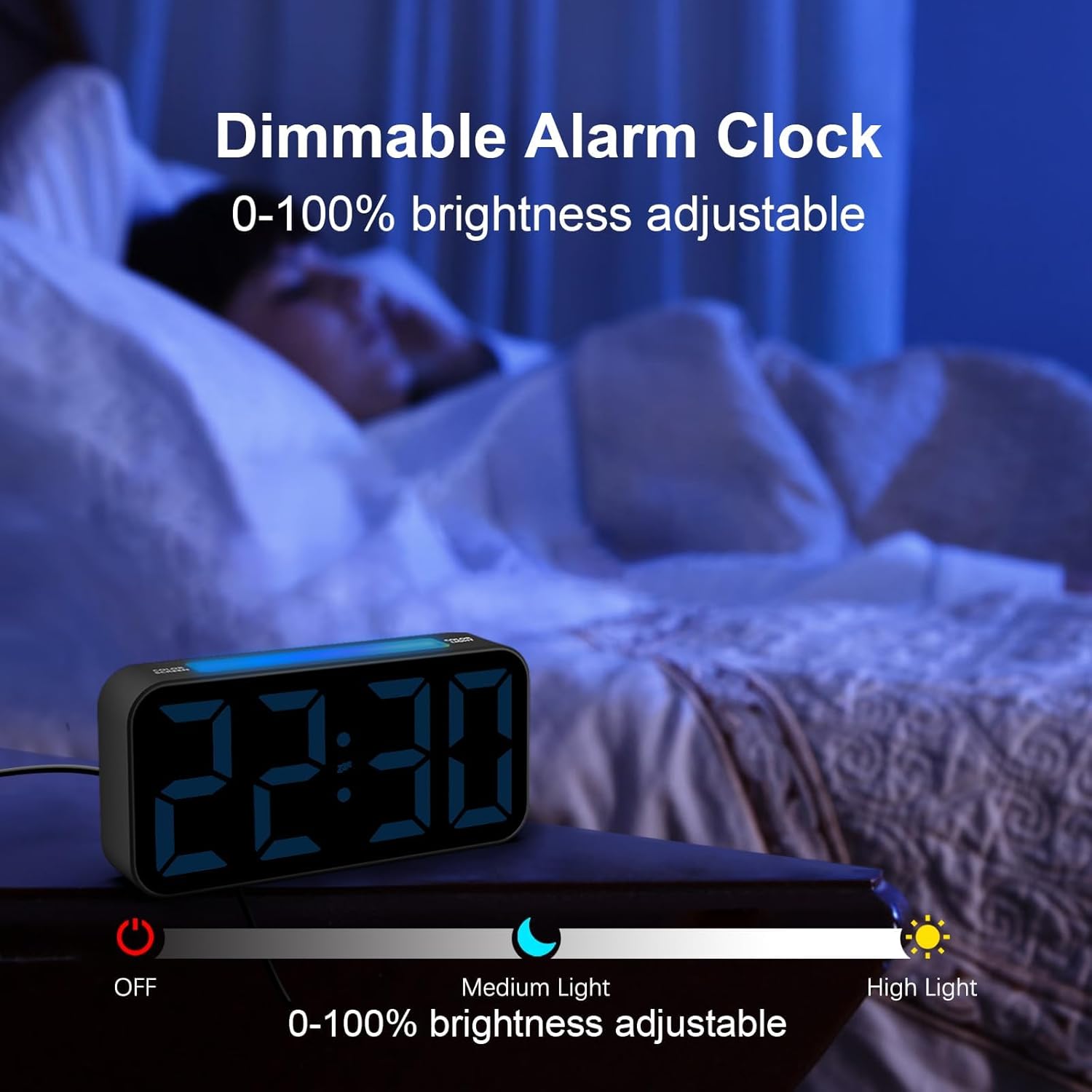 Loud Alarm Clocks for Bedrooms Heavy Sleepers, Plug-in Digital Bedside
