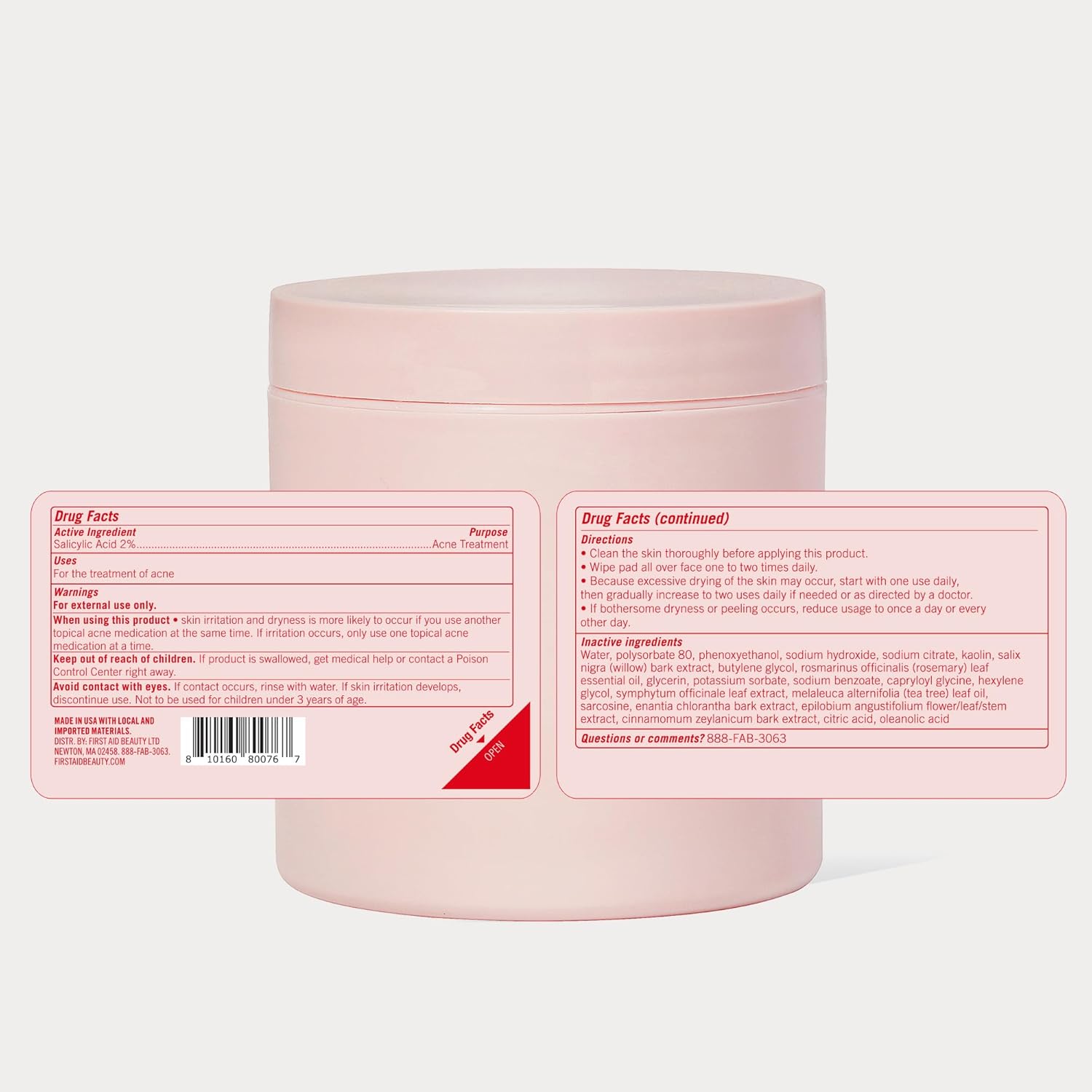 First Aid Beauty Acne Pads for Face - Maximum Strength Acne Treatment 