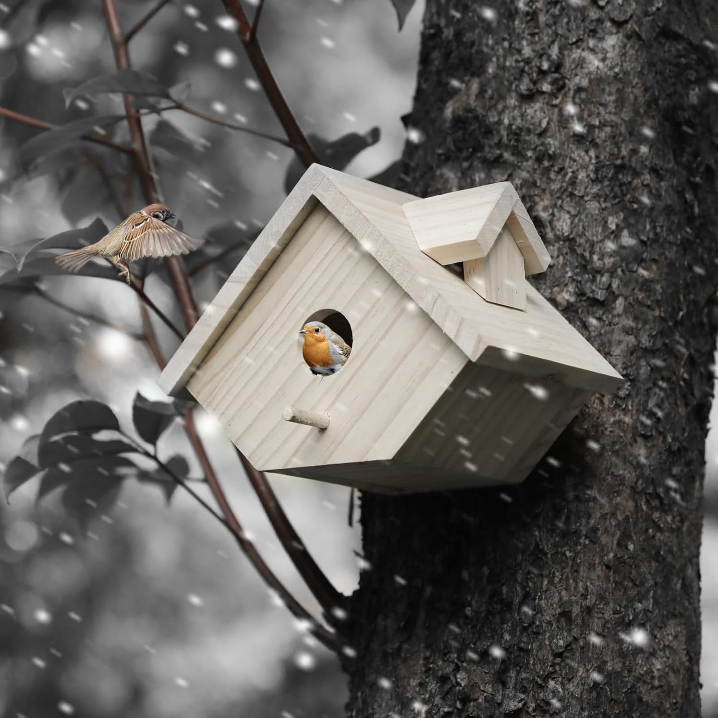 Bird Houses for Outside Bird Houses with Pole Wooden Hanging Birdhouse