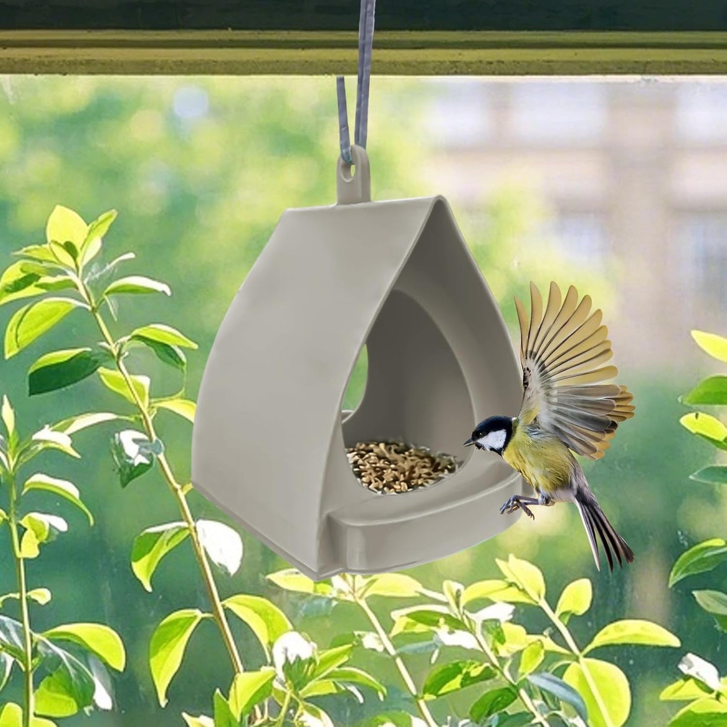 Hut-Shaped Outdoor Bird Feeder - 12 Inch Open Design Feeder for Backyard Wildlife Feeding, Sturdy Hangable Mount with Easy Refill Access, Garden and Balcony for Birds Squirrels