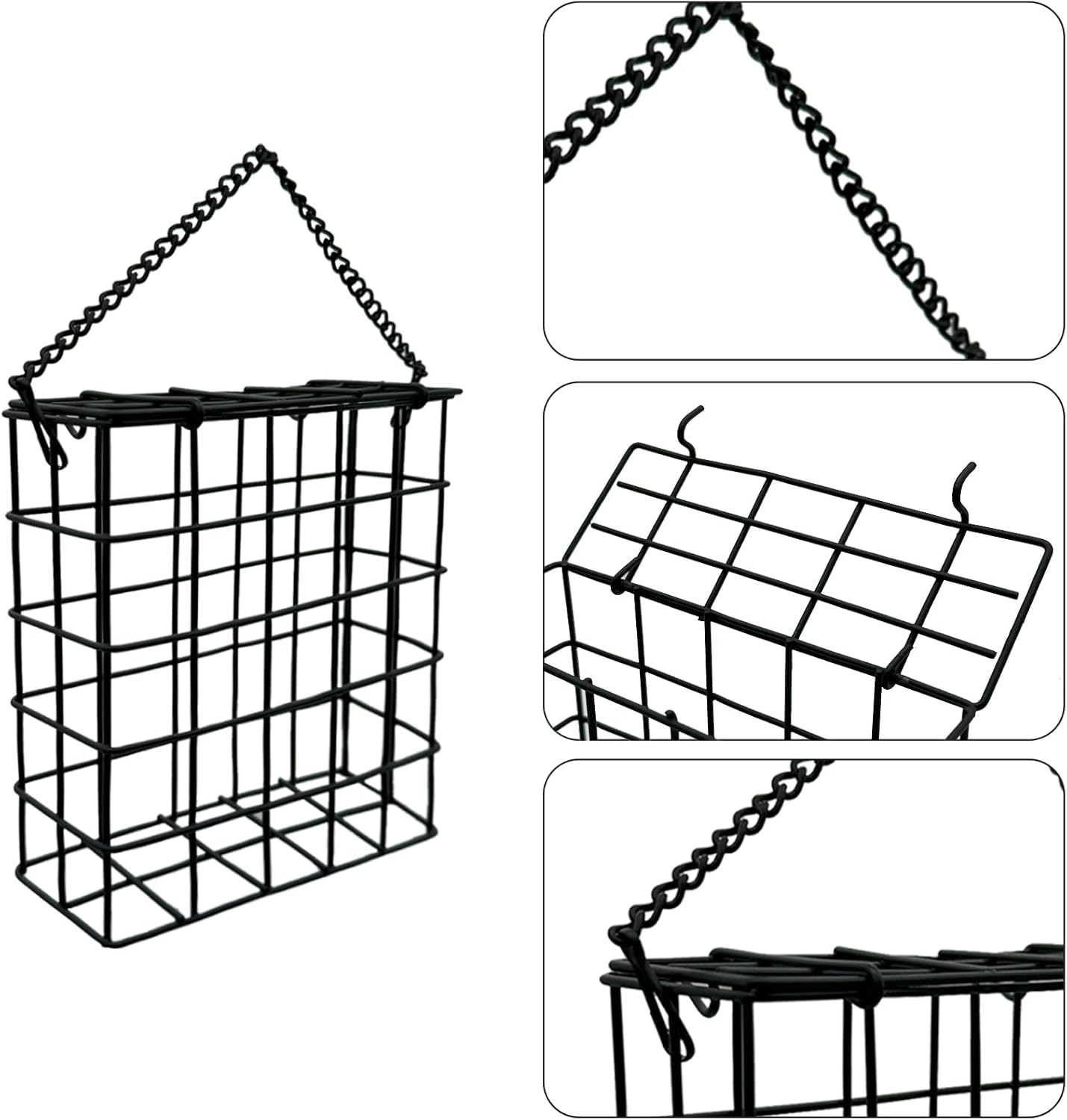 Suet Cake Bird Feeder Hanging Wild Bird Feeder for Outdoor Garden Cages Outside Suet Fruit Capacity Feeders (2 Pcs Black)