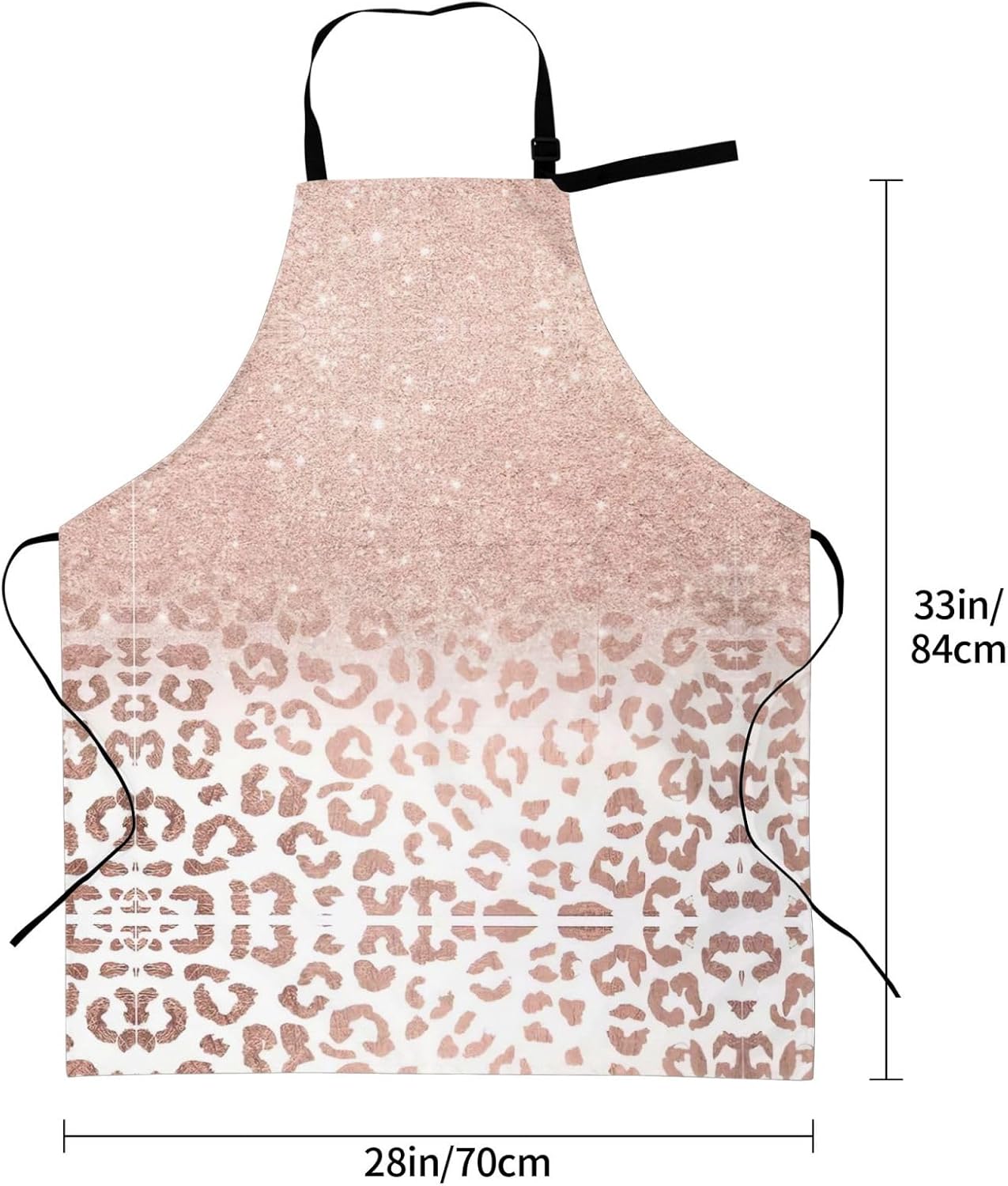 rose gold glitter print Waterproof apron with pocket adjustable cookin