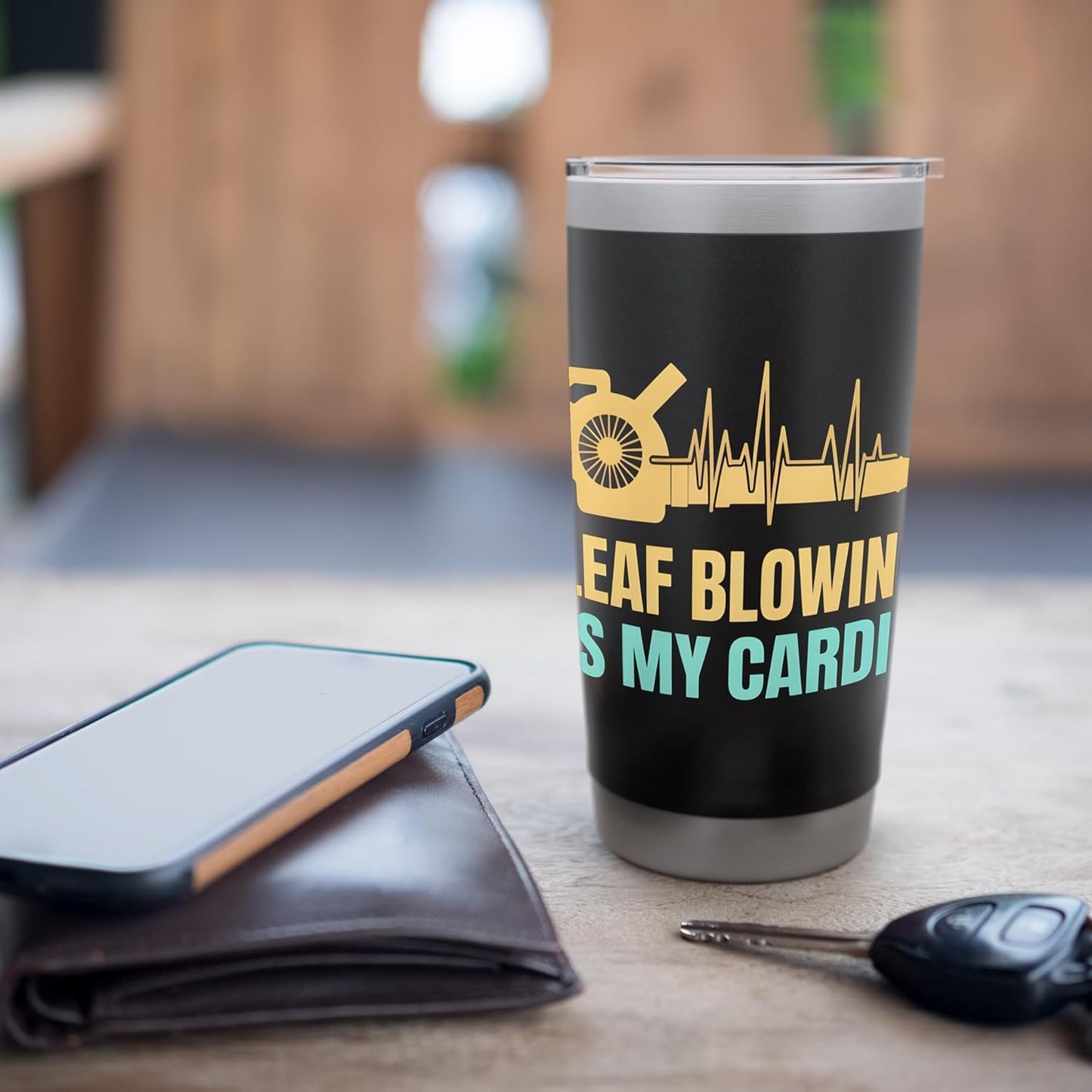 Leaf Blowing Is My Cardio Funny Landscaping Worker Stainless Steel Insulated Tumbler