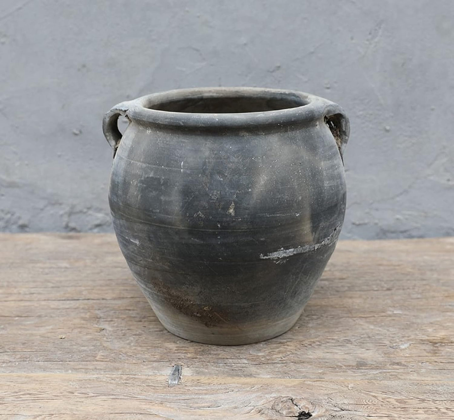 Artissance Home Medium Charcoal/Gray Ceramic Indoor Outdoor Vintage Pottery Jar w/2 Handles, Home and Garden Décor (Size & Color Vary)