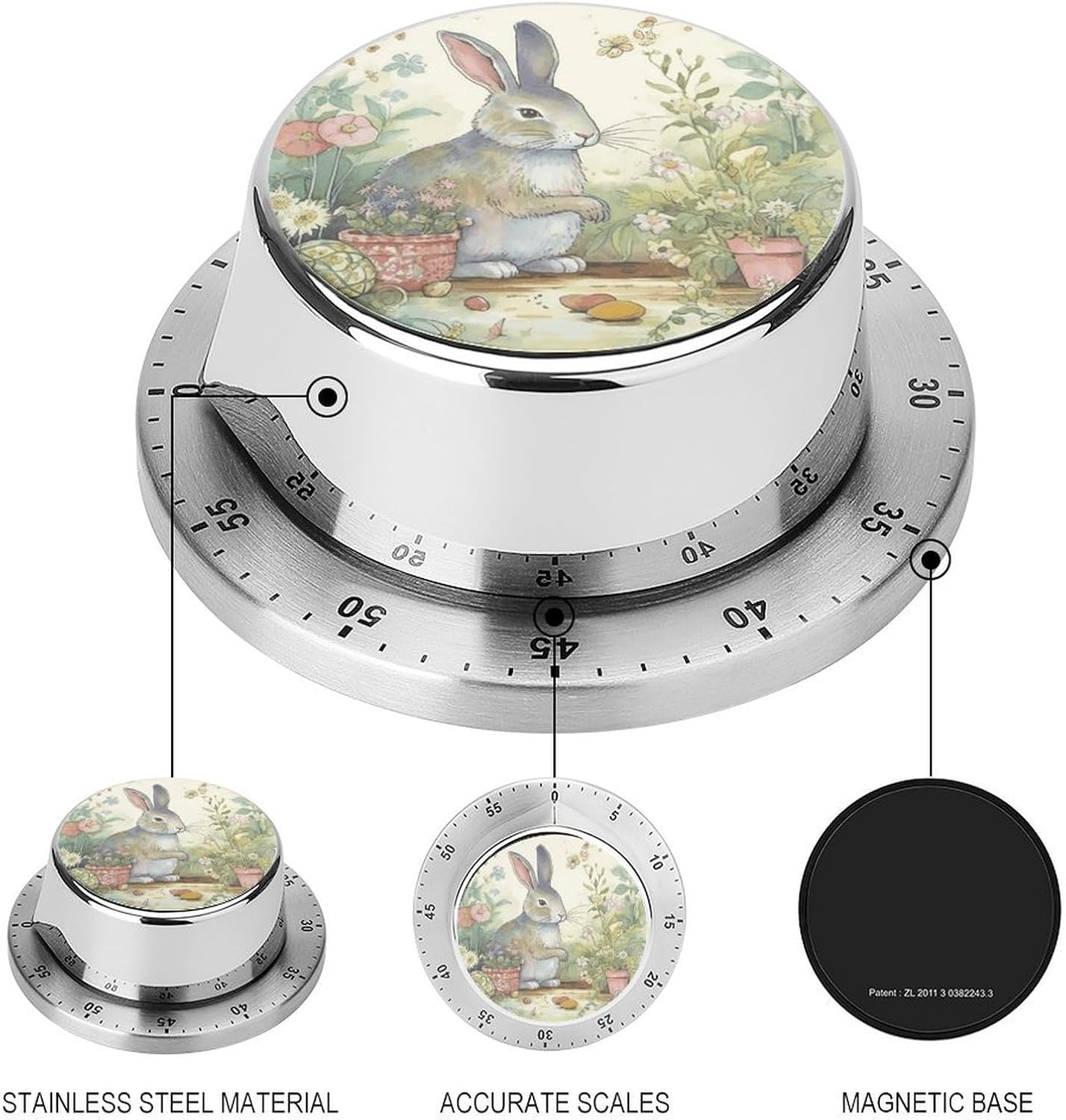 Garden Bunny Timer Stainless Digital Visual Timer Exquisite Mechanical