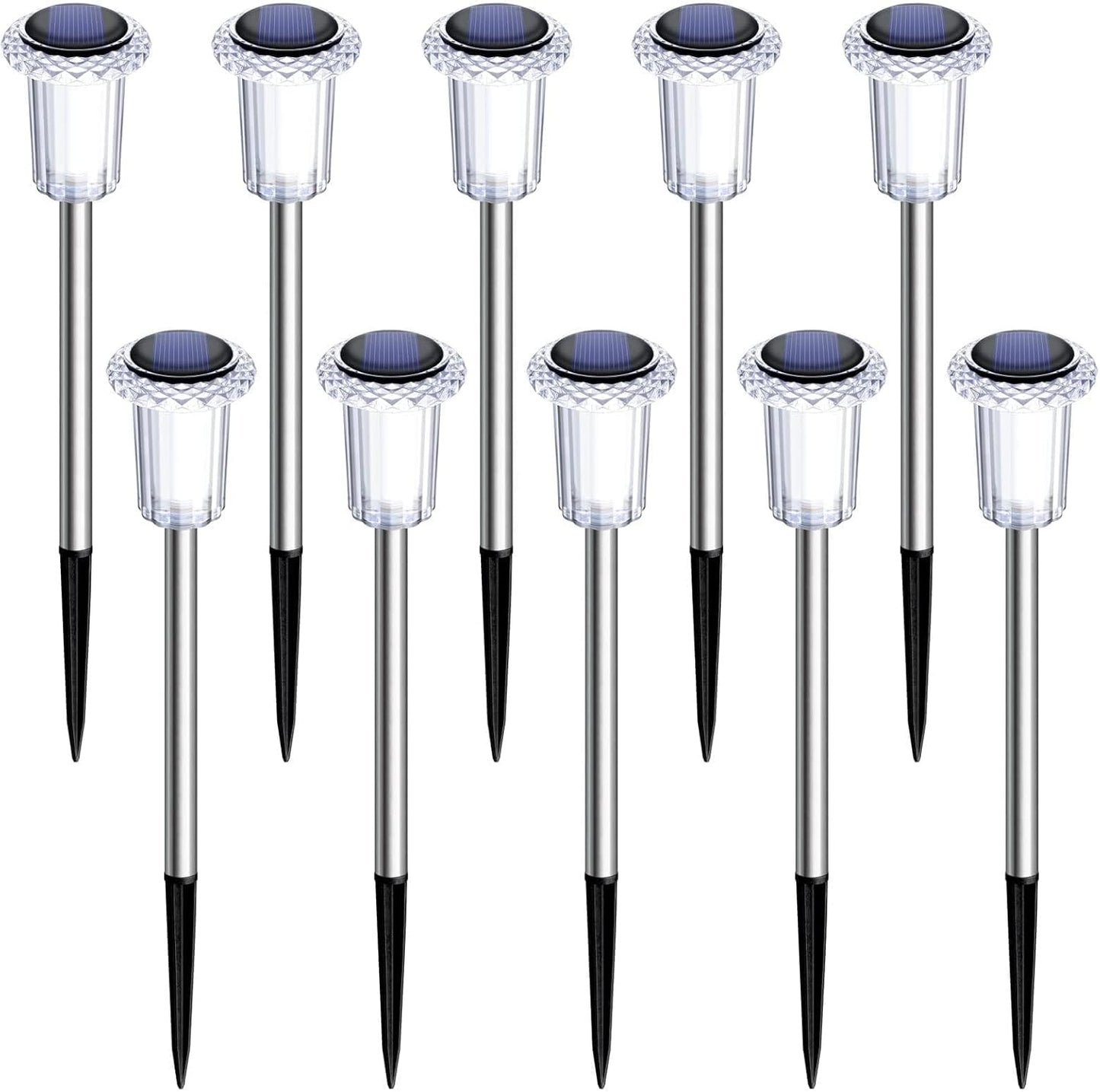 DenicMic Solar Lights Outdoor 10 Pack Waterproof 6000K Cold White LED 