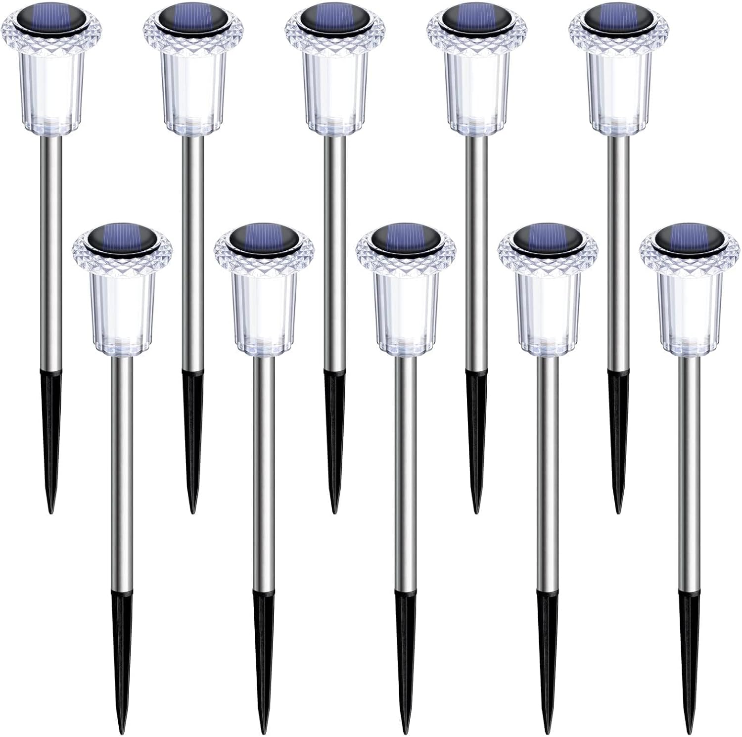 DenicMic Solar Lights Outdoor 10 Pack Waterproof 6000K Cold White LED 