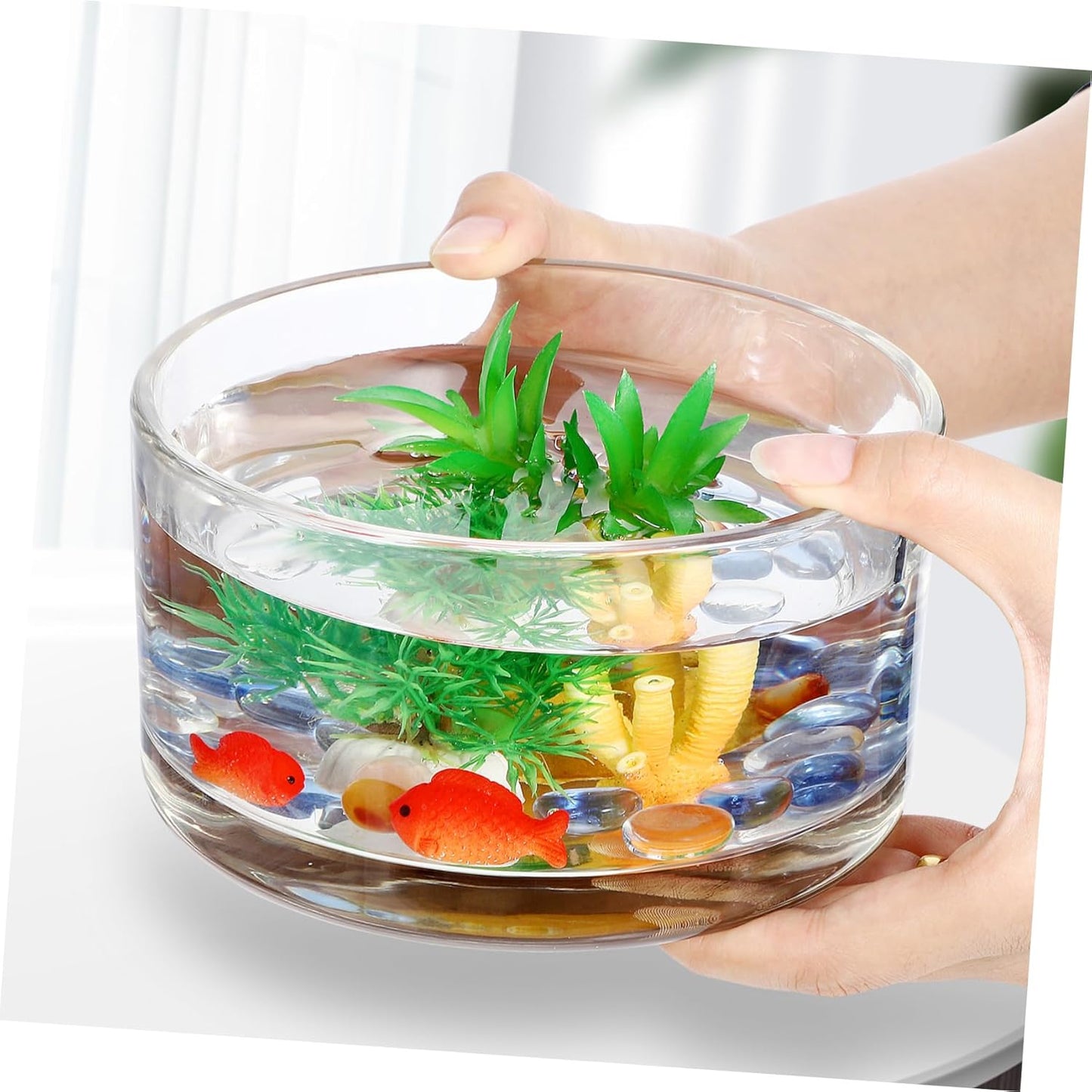 Milisten Glass Flower Vase for Home Decor Multipurpose Round Aquarium 
