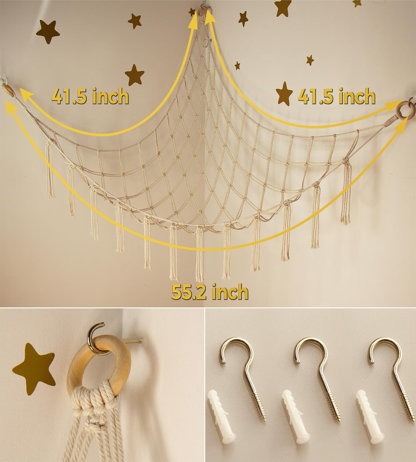 Stuffed Animal Storage Hammock or Net Corner - Large Toy Hammock Net f