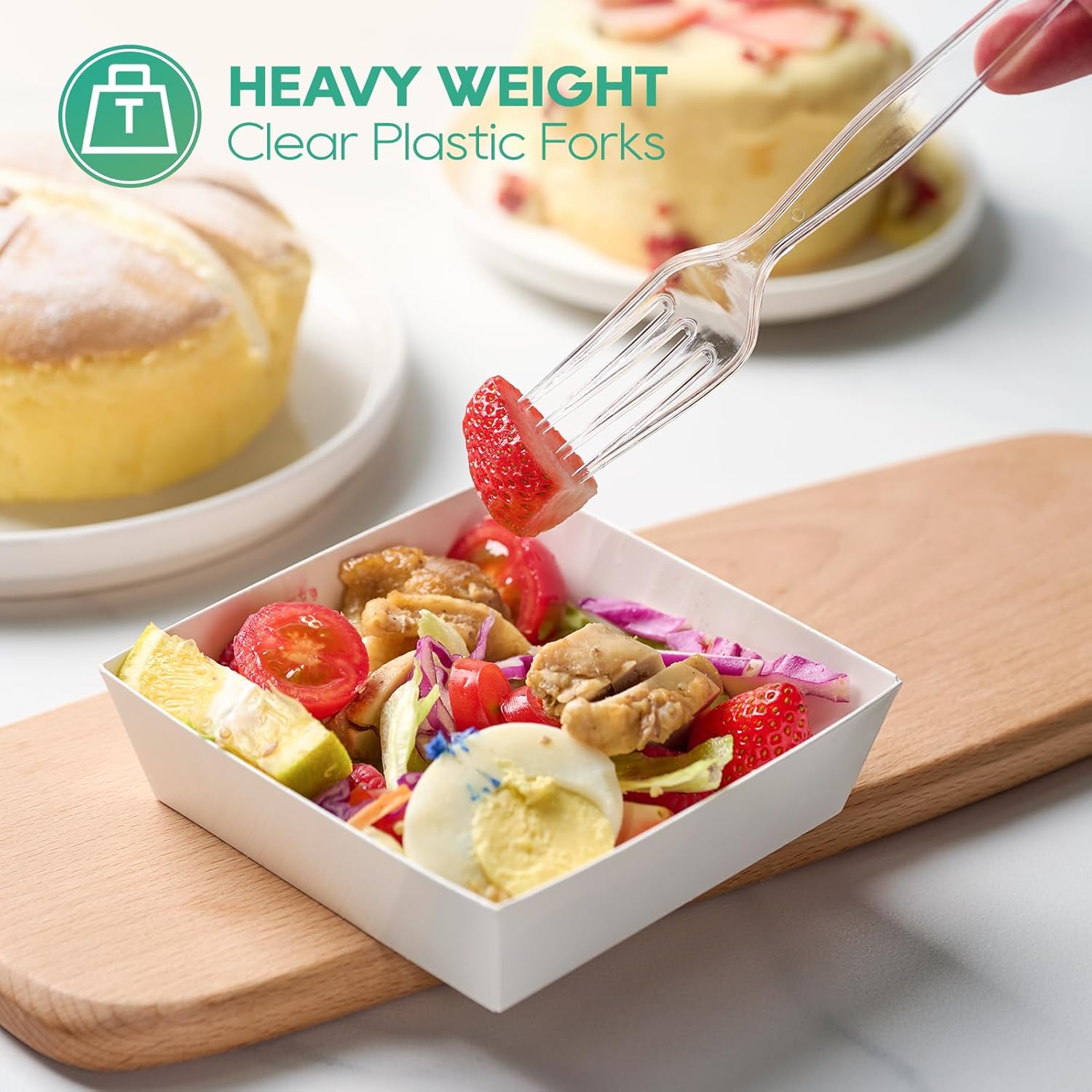FOCUSLINE 360 Count Clear Plastic Forks Heavy Duty, Solid and Durable 