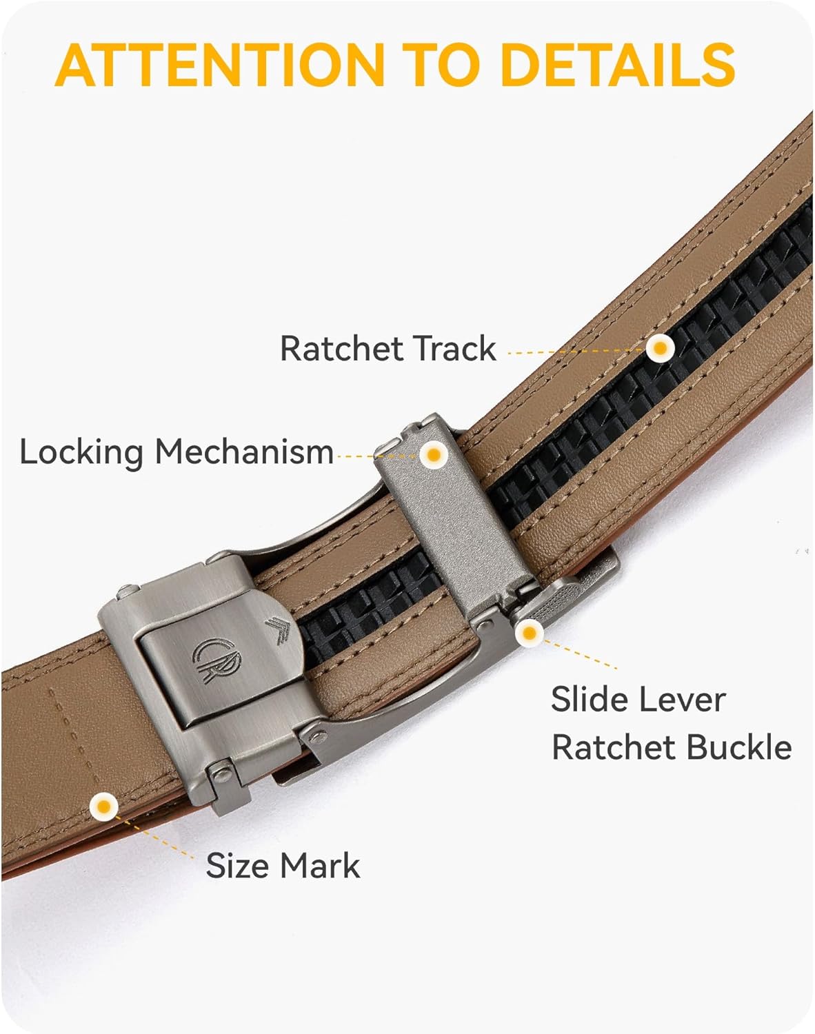 CHAOREN Mens Belt - Mens Ratchet Belt Leather 1 3/8" for Dress Pant - 