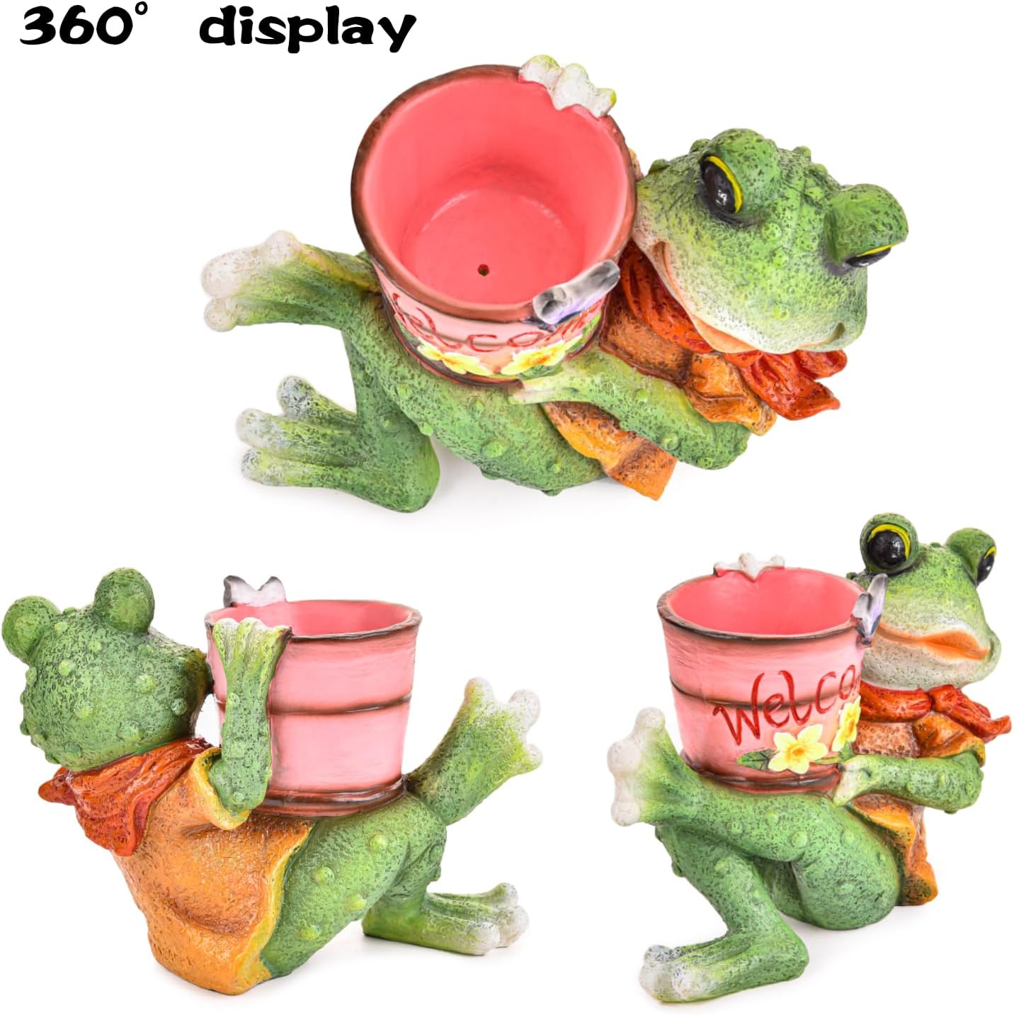 Sungmor Frog Garden Statue, Succulent Pot - Funny Frog Holding Bucket Figurine, Resin Decorative Planter for Indoor Outdoor, Home Lawn Office Yard Decor