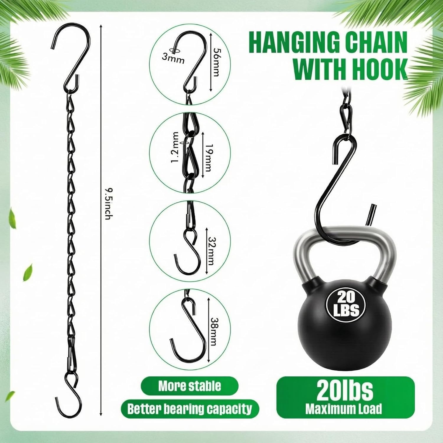 EBOOT 8 Pack 9.5 Inches Hanging Chains for Bird Feeders, Planters, Bil